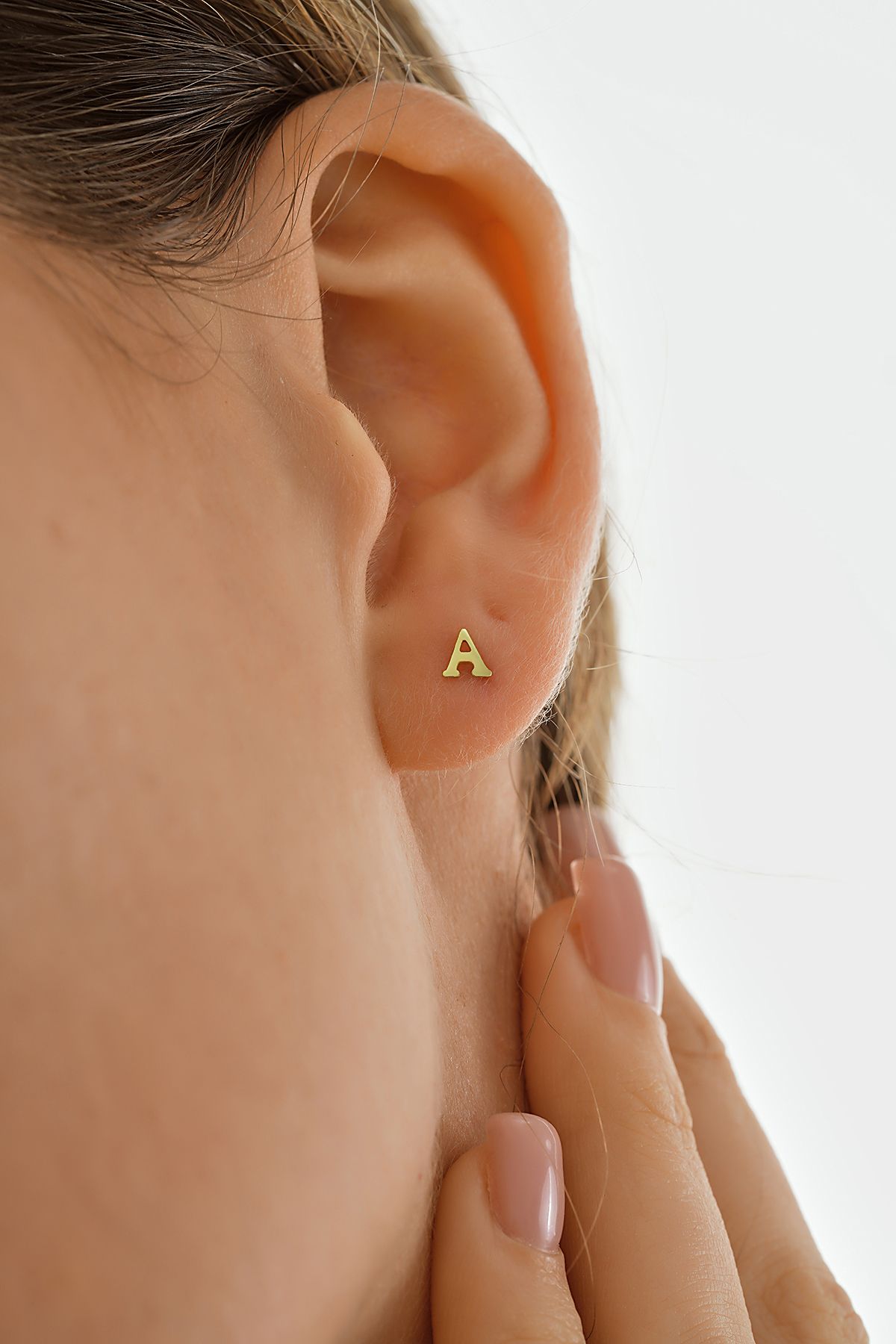 Klart Jewellery Minimal Harf küpe 925 ayar Gümüş harf küpe