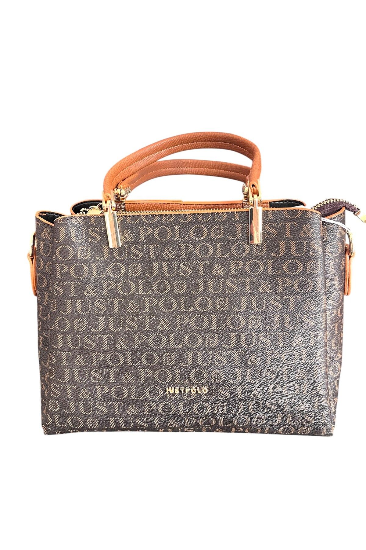 Just Polo JP2120 Kadın Monogram Baskılı El ve Omuz Çantası OZT2120