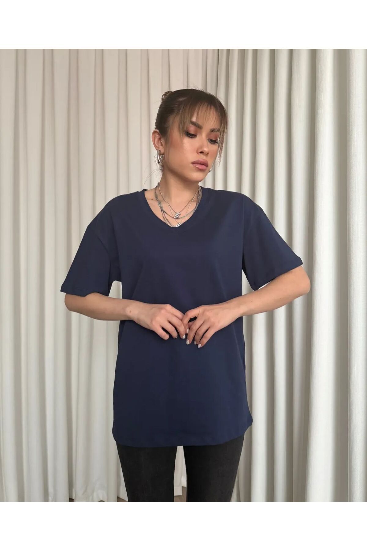 RENK RENK OUTLET YL96 DÜZ V YAKA TSHIRT