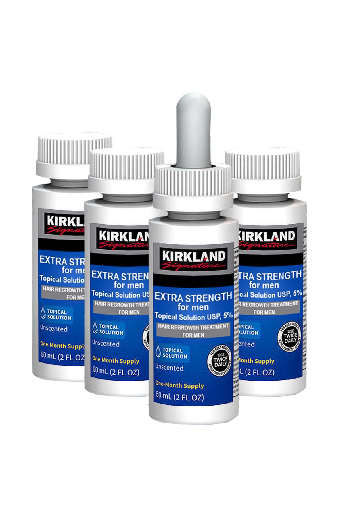 Kirkland Signature Soluție Kirkland 4 Luni, Minoxidil, 5%, Tratament Pentru Căderea Părului, 4x 60ml - One Size