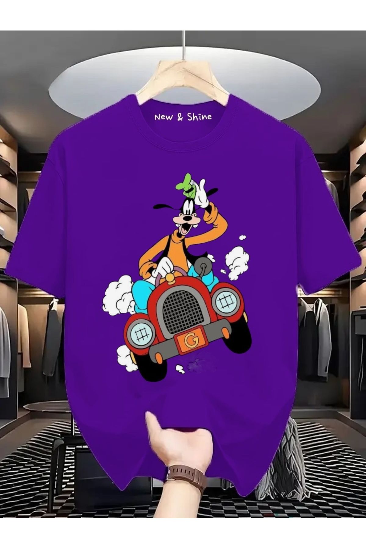 New Shine Goofy Baskılı Büyük Beden Oversize T-Shirt