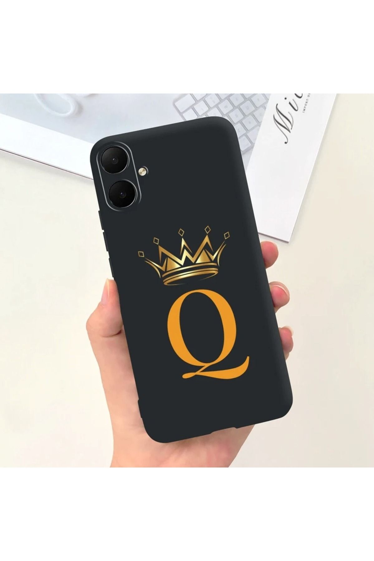 Rotaks Omix X5 Uyumlu Harfli Taç Baskılı Kişiye Özel Silikon Telefon Kılıfı - Q
