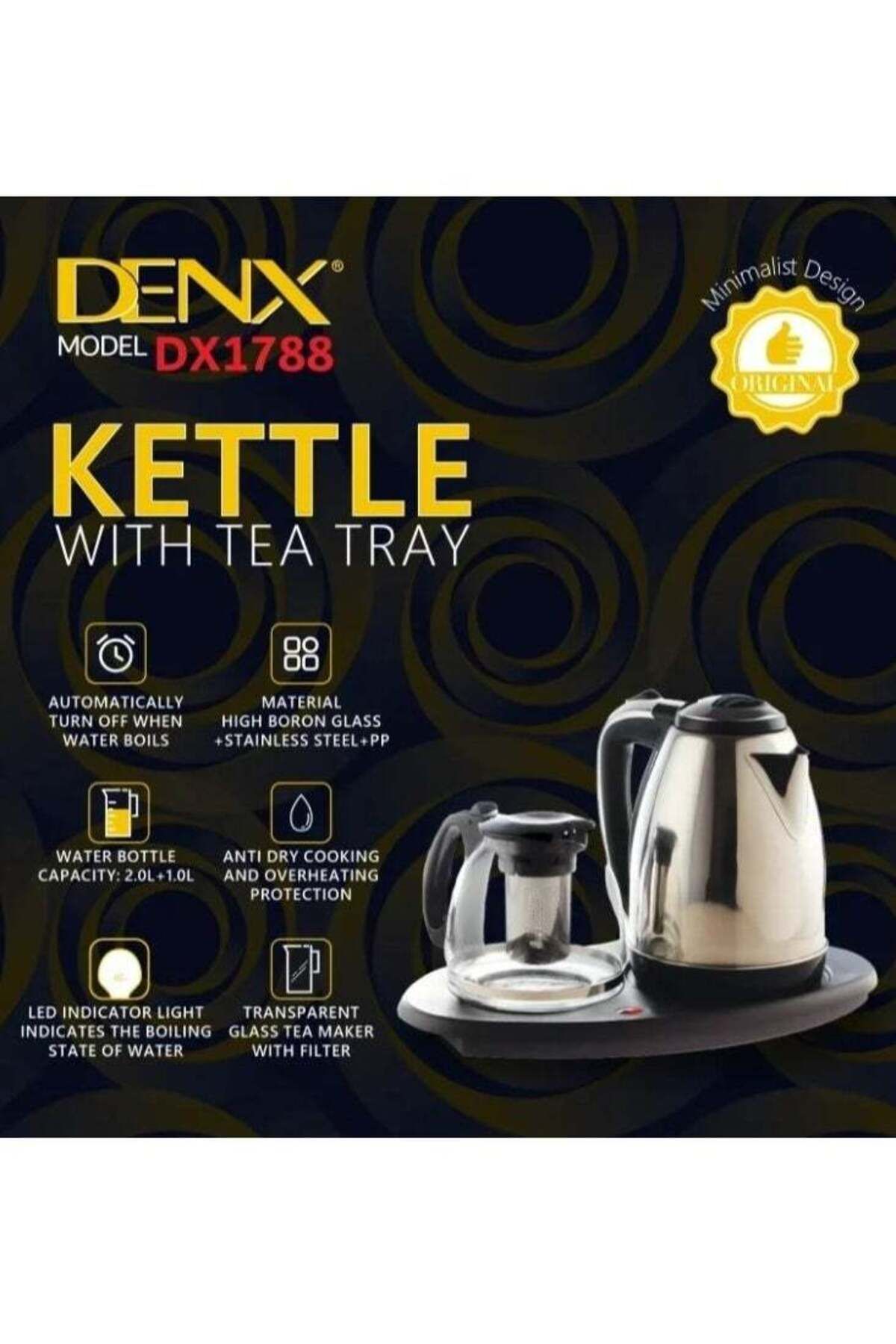Denx-غلاية كهربائية مع إبريق شاي مع خاصية الإغلاق التلقائي 3