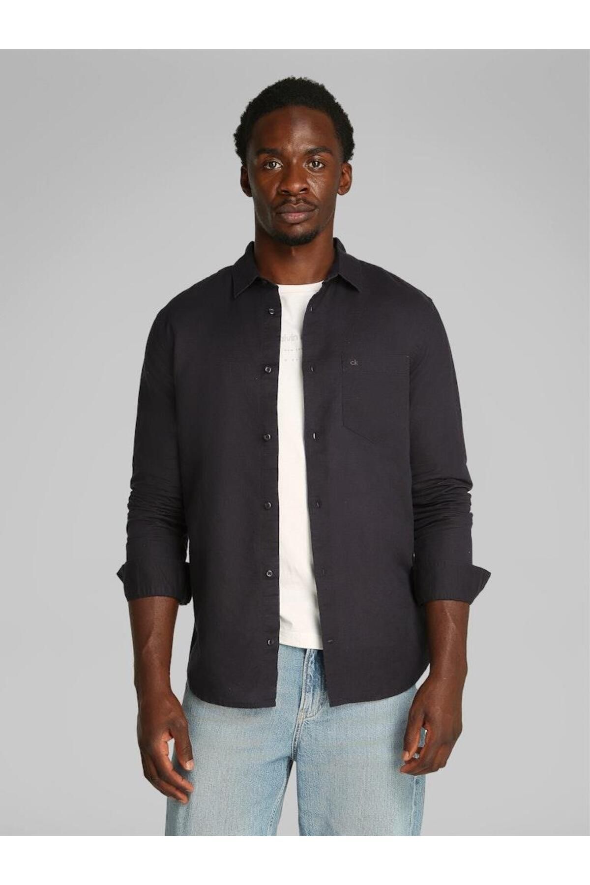 Calvin Klein Erkek LINEN COTTON REGULAR L/S SHIRT Gömlek