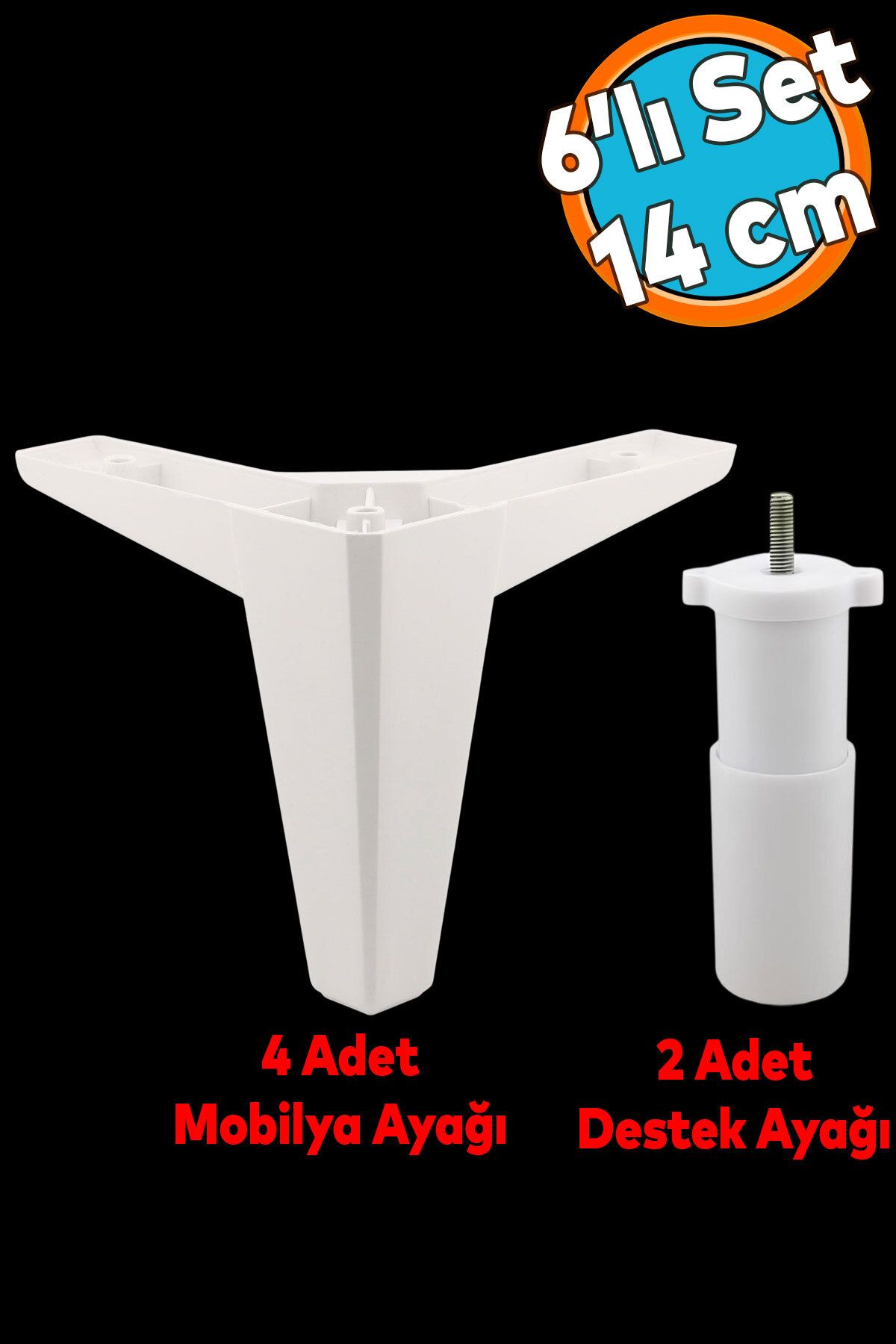 NZB 6'lı Set Mobilya Tv Ünitesi Çekyat Koltuk Kanepe Destek Ayağı 14 Cm Beyaz Ayakları