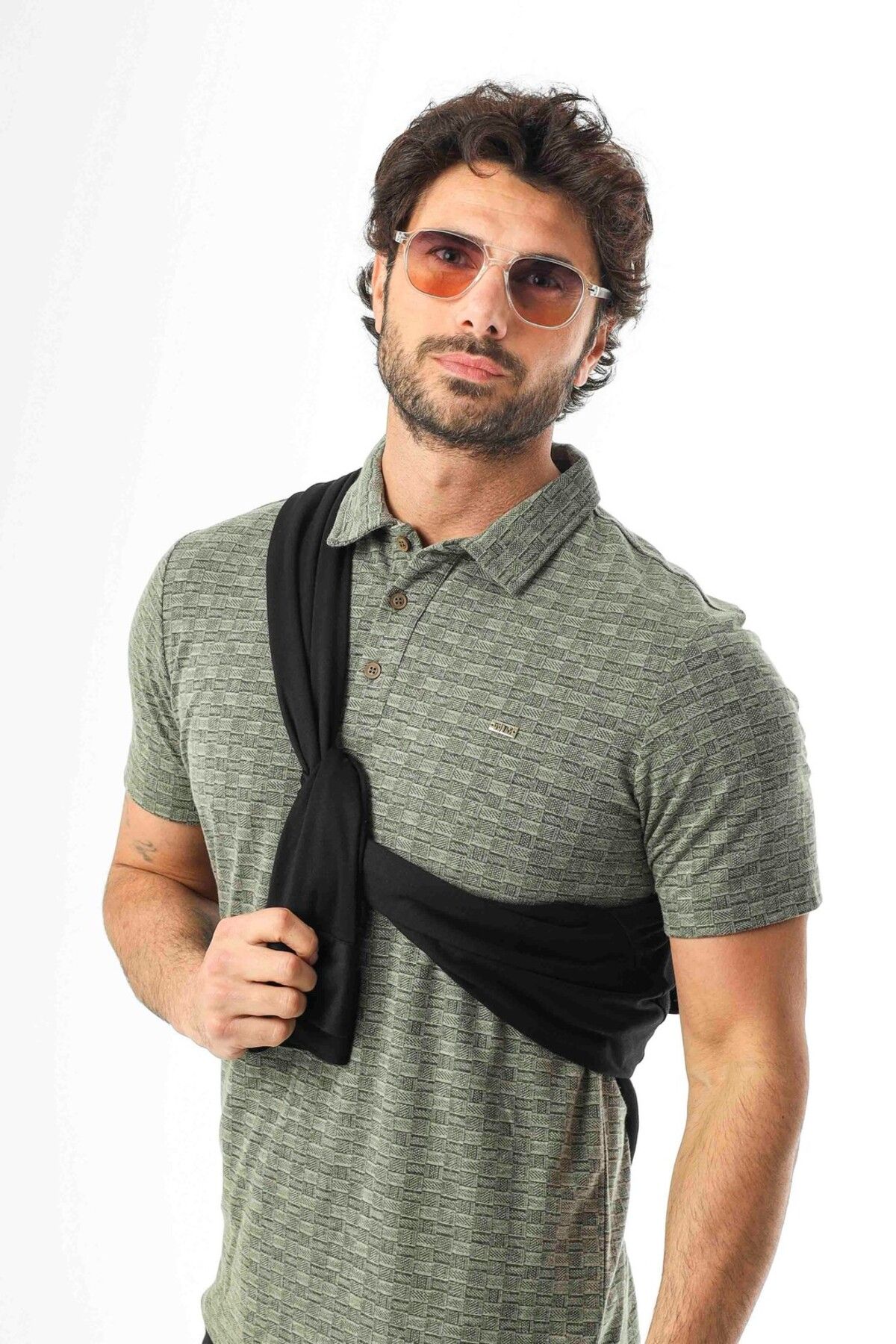Tony Montana Polo Yaka Düğmeli Erkek Keten T-Shirt-KT-1001