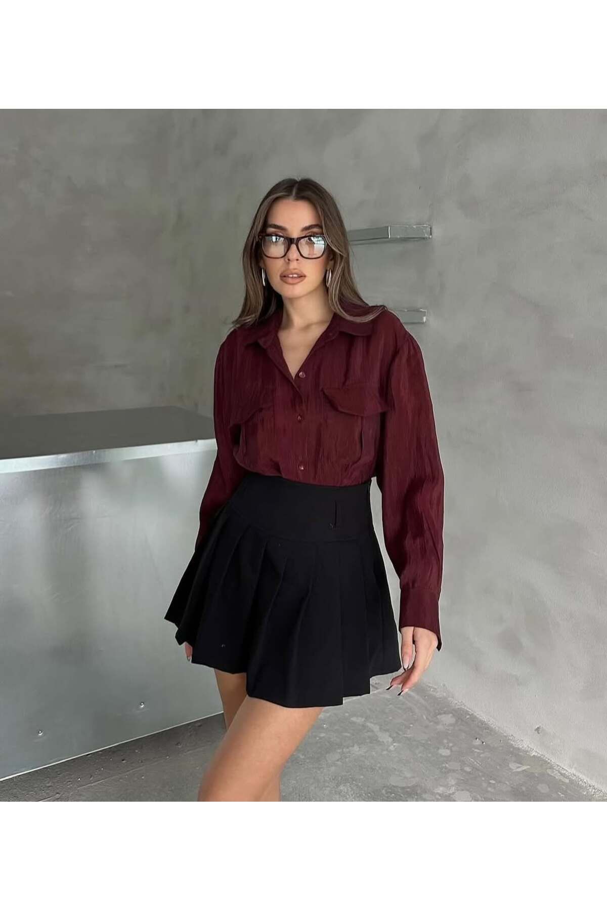 RENK RENK OUTLET 580222 ÇİFT CEPLİ DÜĞME DETAY GÖMLEK
