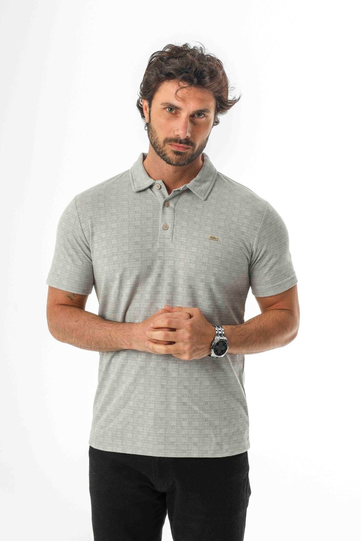 Tony Montana Polo Yaka Düğmeli Erkek Keten T-Shirt-KT-1001