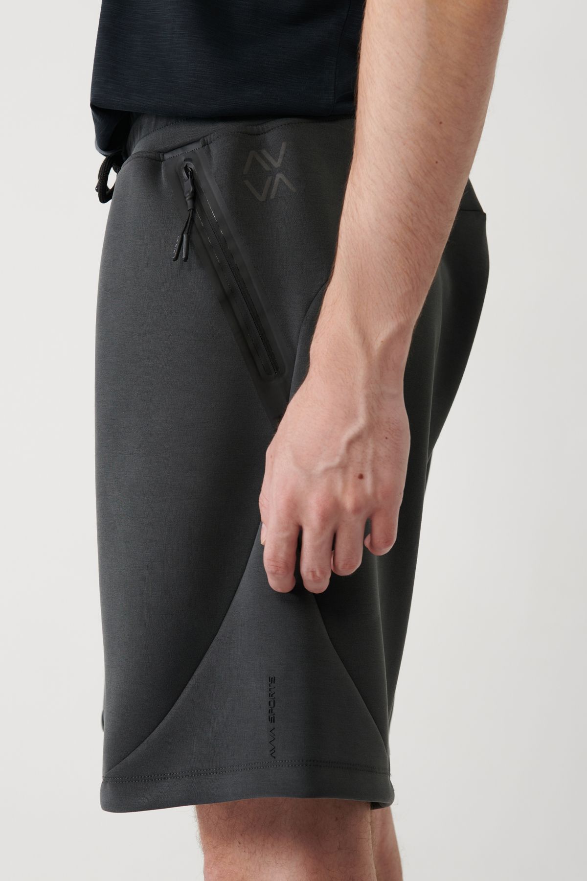 Avva-Men's Anthracite Soft Touch Side Pocket Segmented Shorts A41Y3600 7