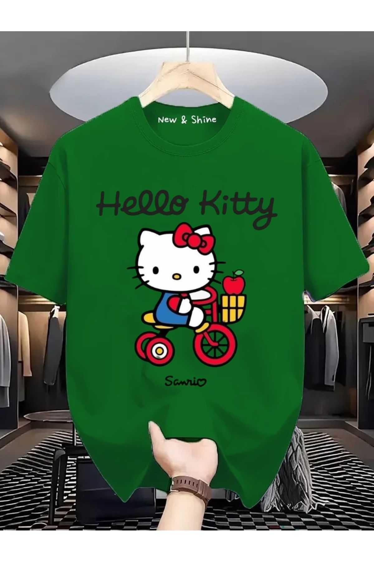 New Shine Hello Kitty Baskılı Büyük Beden Oversize T-Shirt