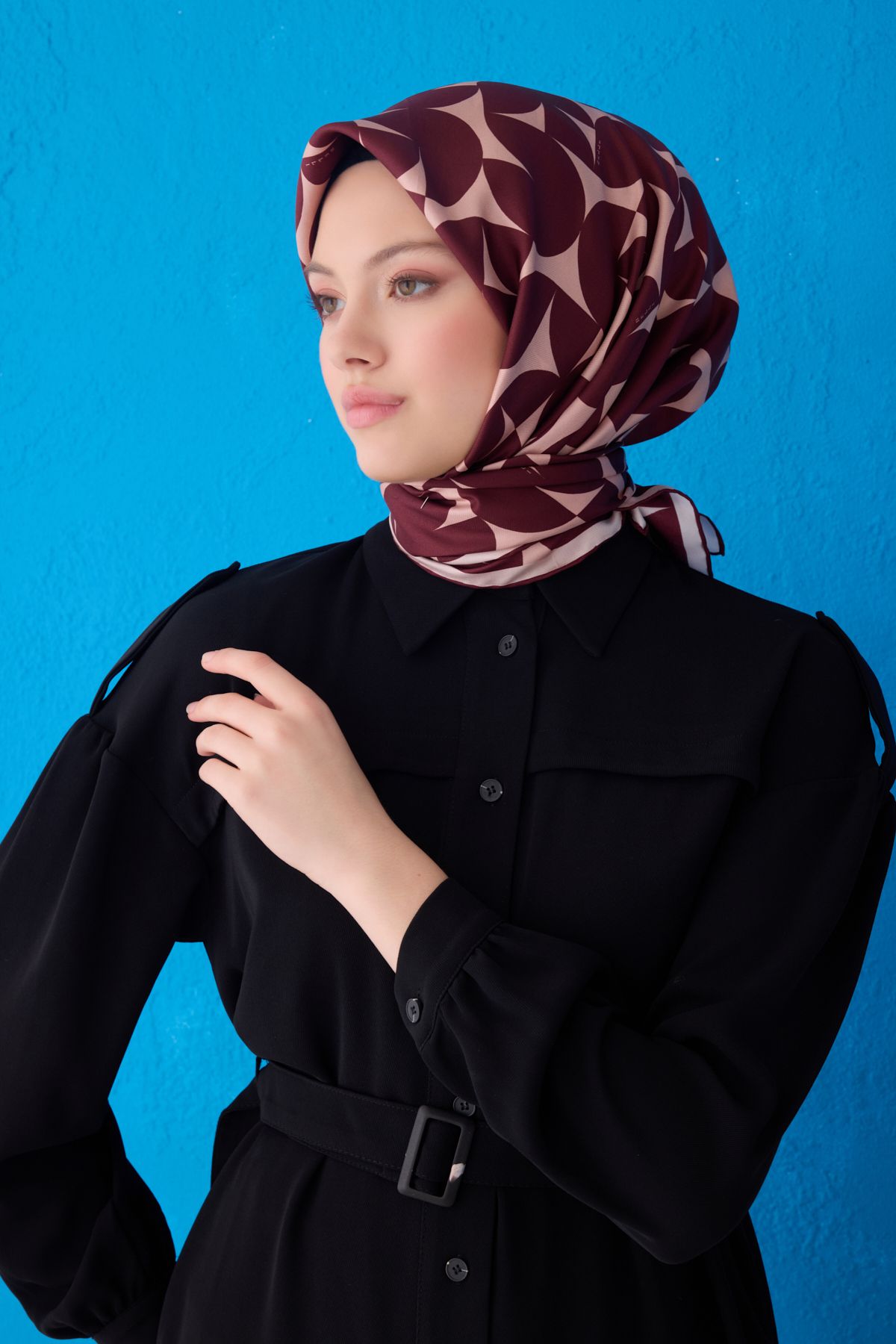 Belli Twill İpek Eşarp Bordo 4117-30