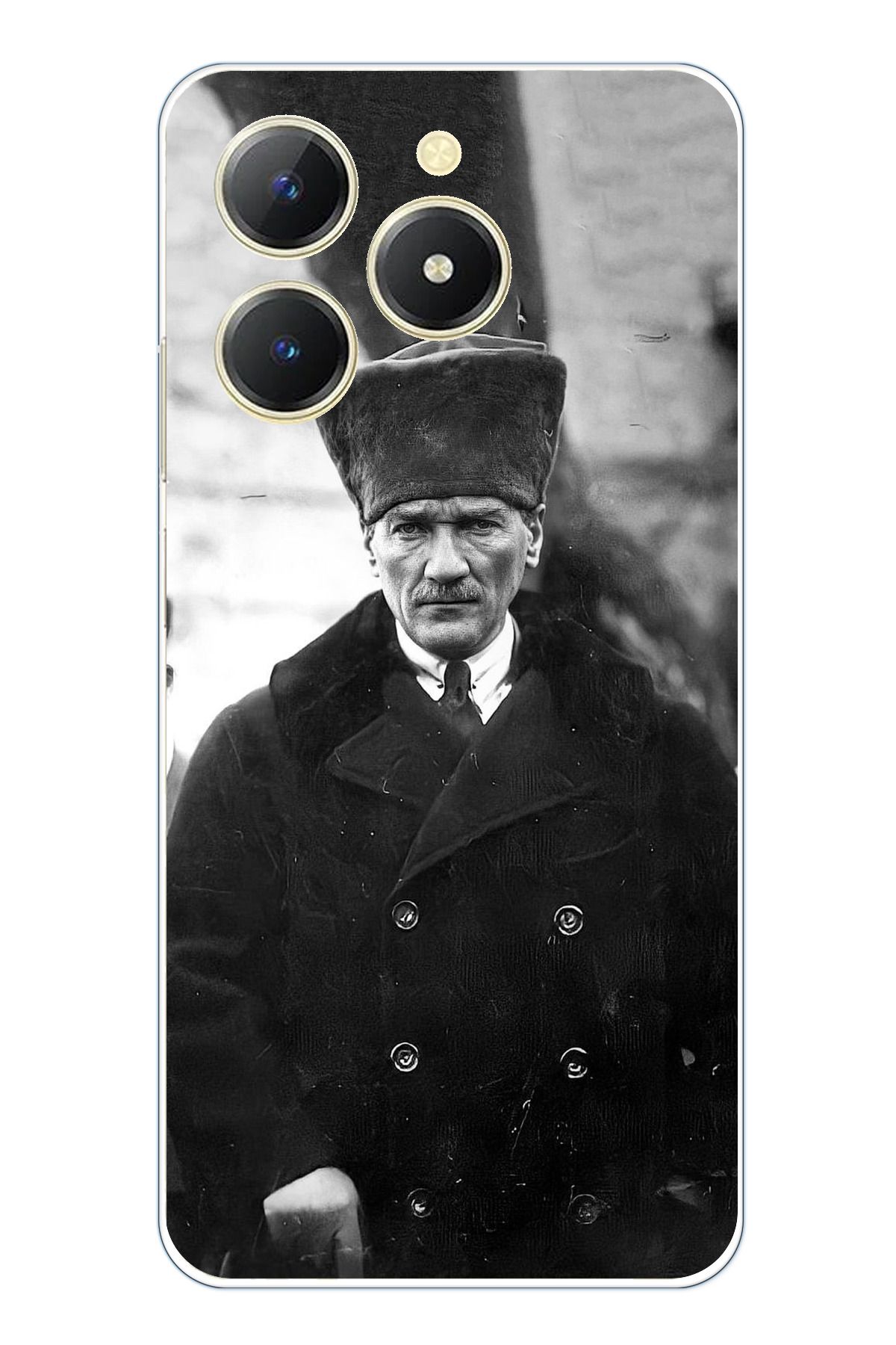 TechTree Realme C61 Uyumlu Mustafa Kemal Atatürk Portre Şeffaf Silikon Kılıf