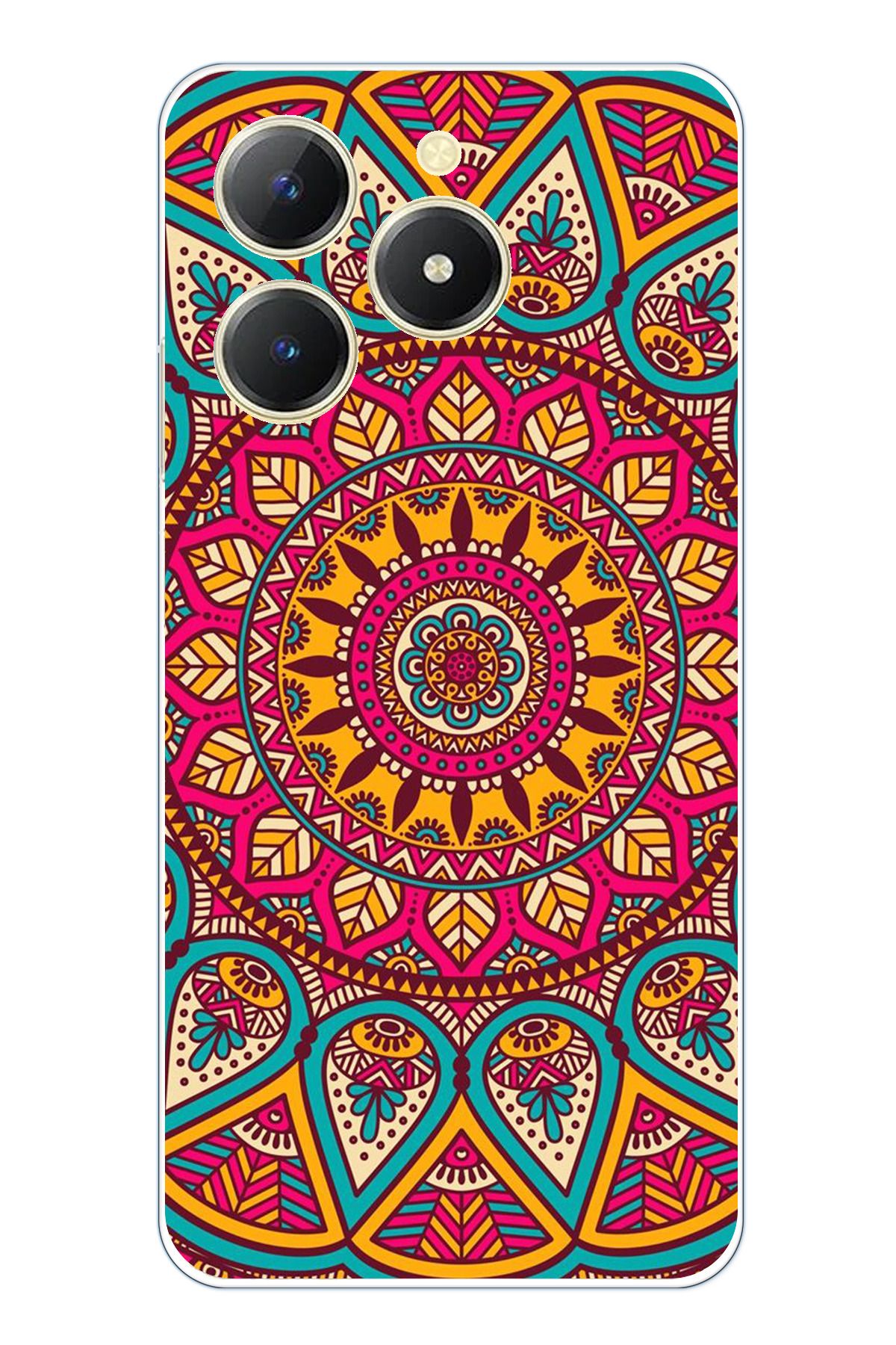 TechTree Realme C61 Uyumlu Mandala Şeffaf Silikon Kılıf