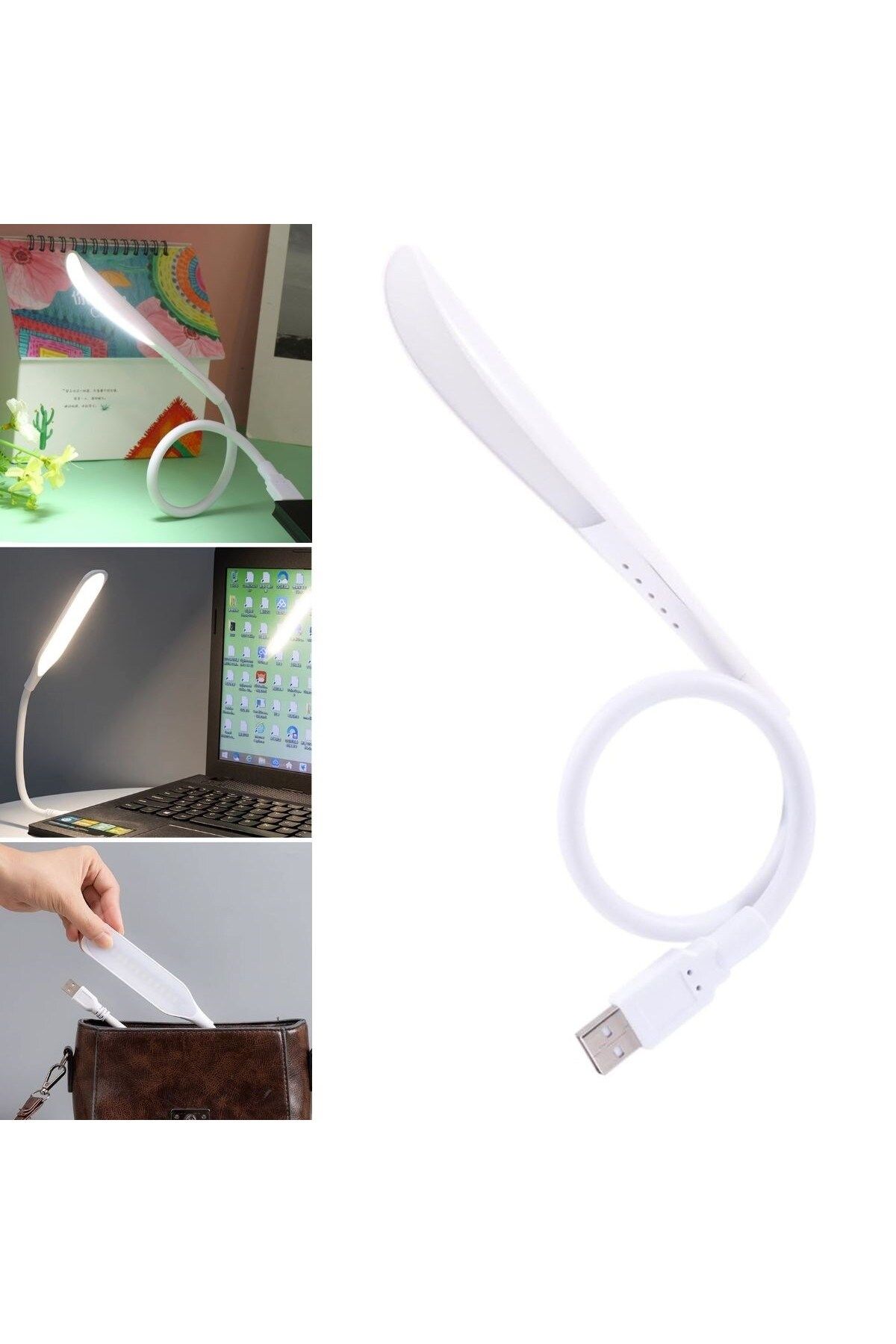 RiverWorld River World Beyaz Renkte 3 Kademeli 14 Ledli USB Girişli Kitap-Masa Okuma Lambası Ledi