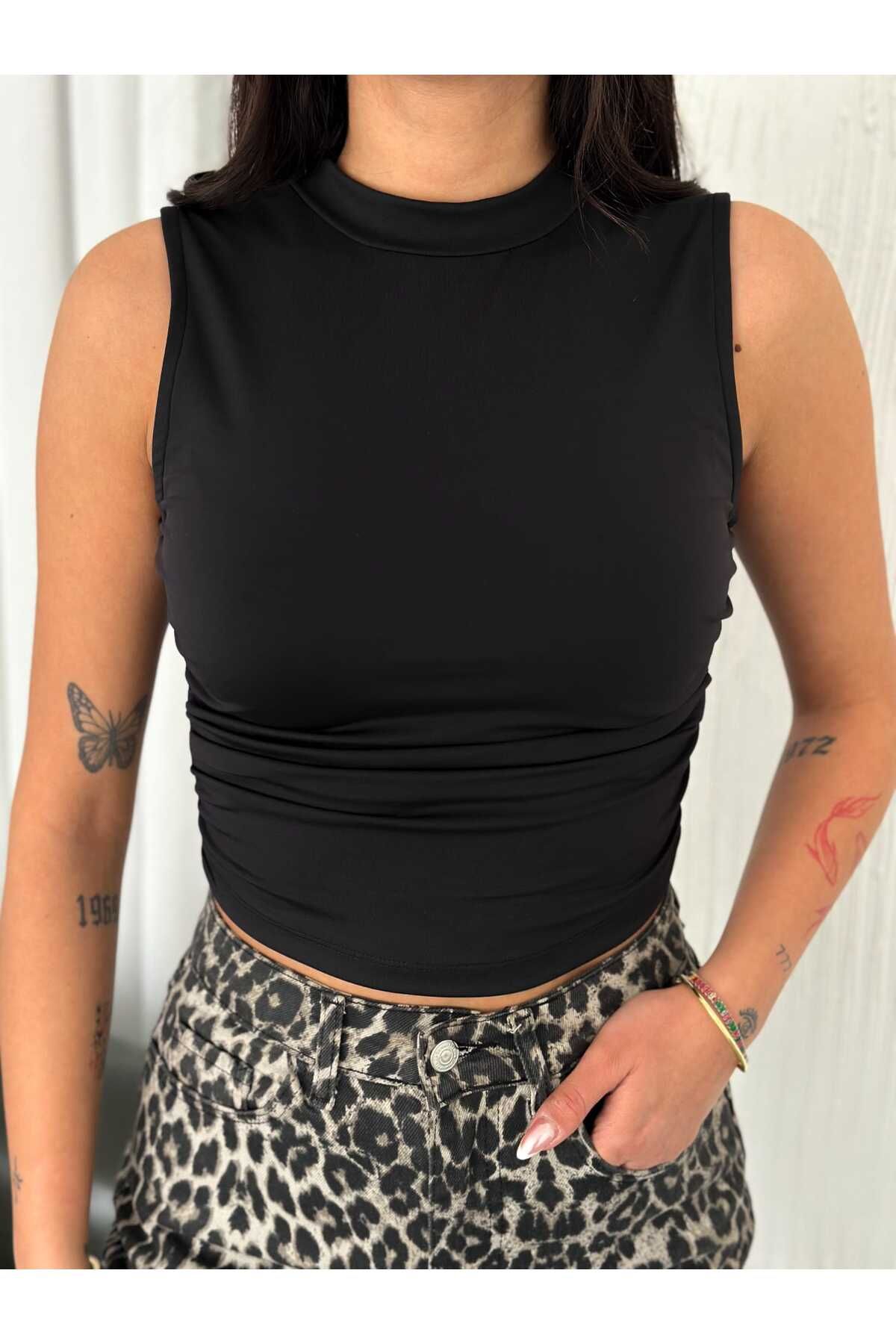 moda poni Modal Kumaş Büzgü Detaylı Bluz