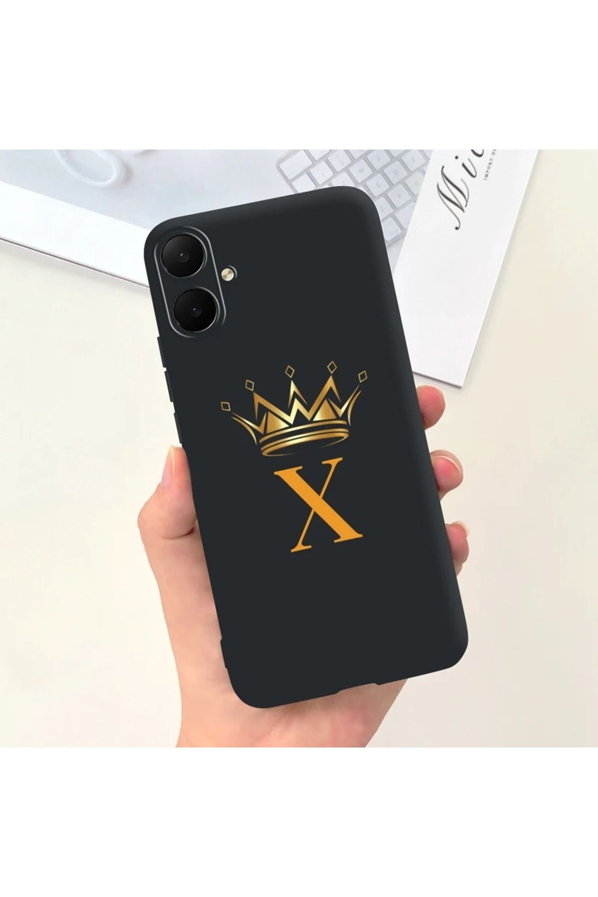 Rotaks Omix X3 Uyumlu Harfli Taç Baskılı Kişiye Özel Silikon Telefon Kılıfı - X