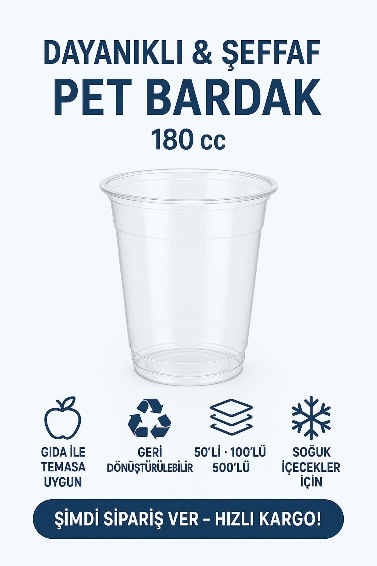 Kullan At Plastik 300 adet Pet Bardak - Otomat Bardağı 180 cc