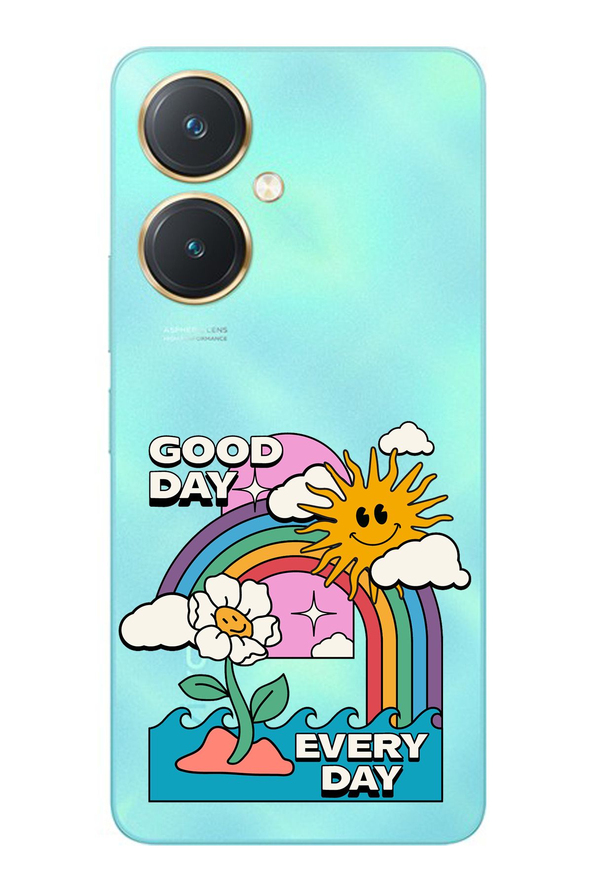 TechTree Vivo Y27 Uyumlu Good Day Every Day Tasarımlı Şeffaf Silikon Kılıf