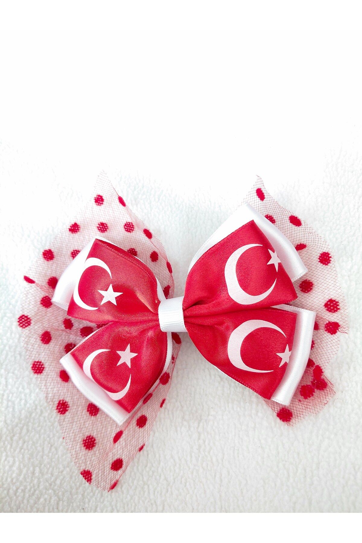 fenerli kozmetik Türk Bayrağı Desenli Tül Detaylı Toka