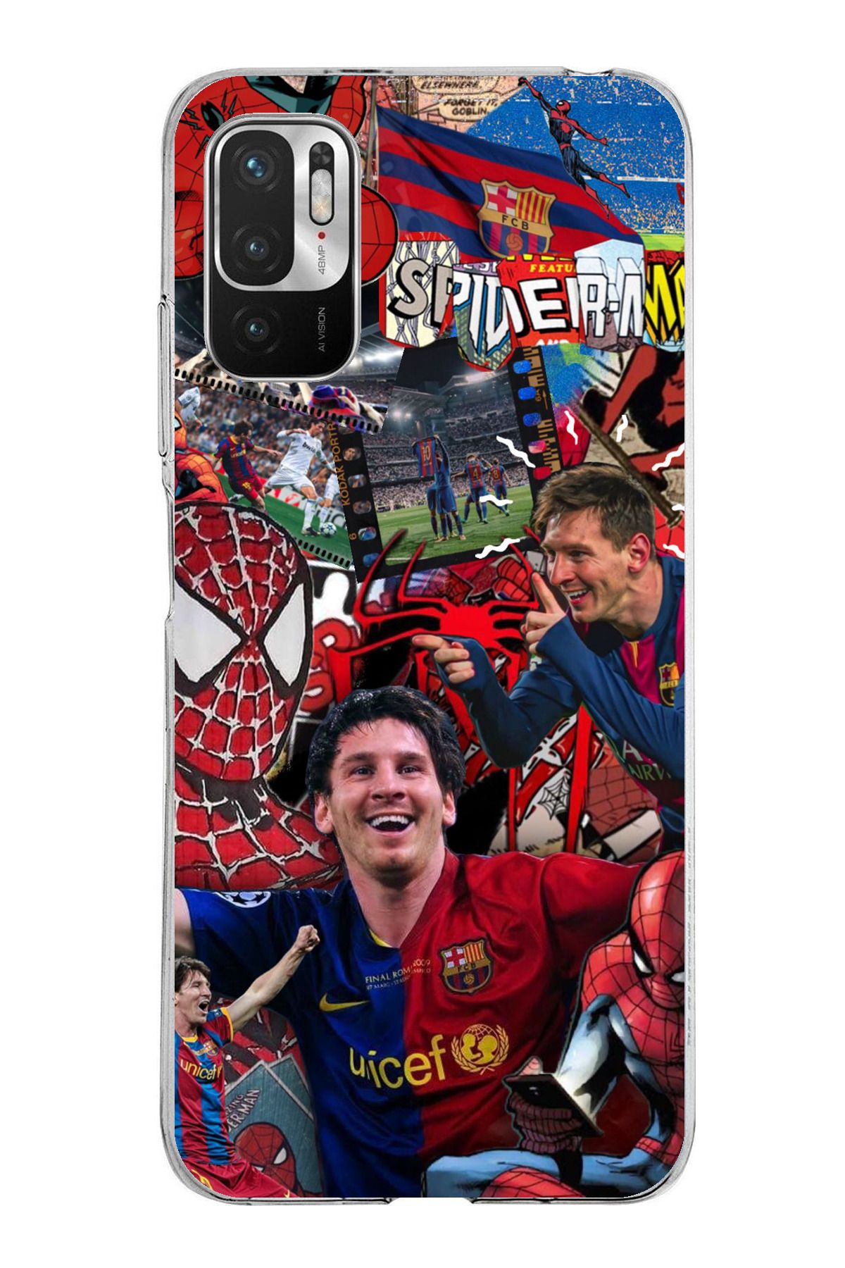 TechTree Redmi Note 10 5G Uyumlu Messi Kolaj Şeffaf Silikon Kılıf