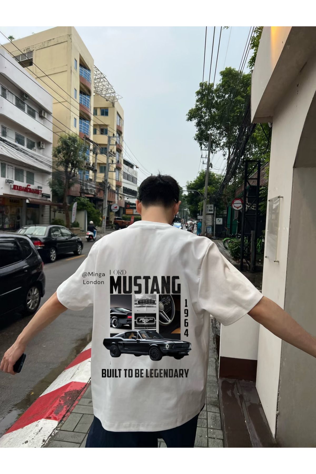 Minga London Siyah Luxury Car Brand Lord Sırt Baskılı Oversize Unisex T-shirt -mingalondon