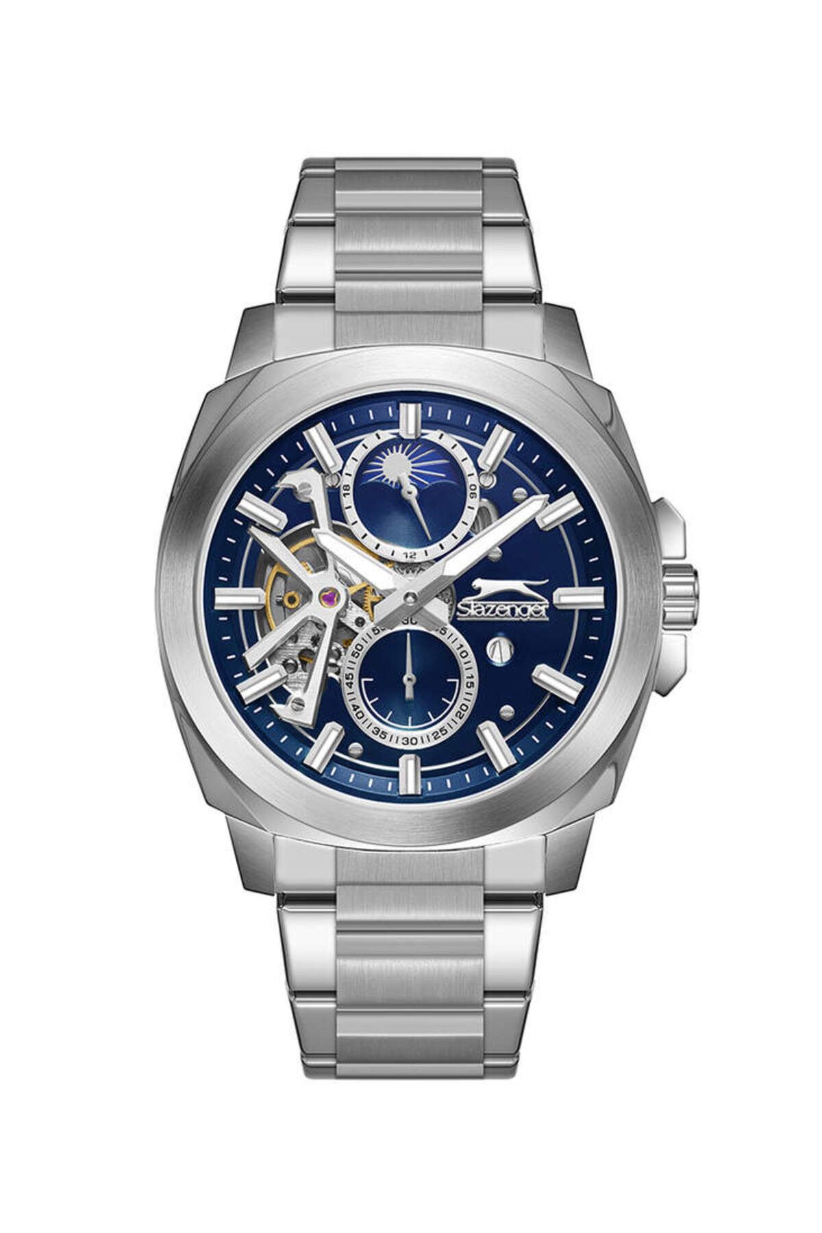 Slazenger SL.09.2441.2.03 Quartz Çelik Gri Mavi Kadran 44 mm Erkek Kol Saati
