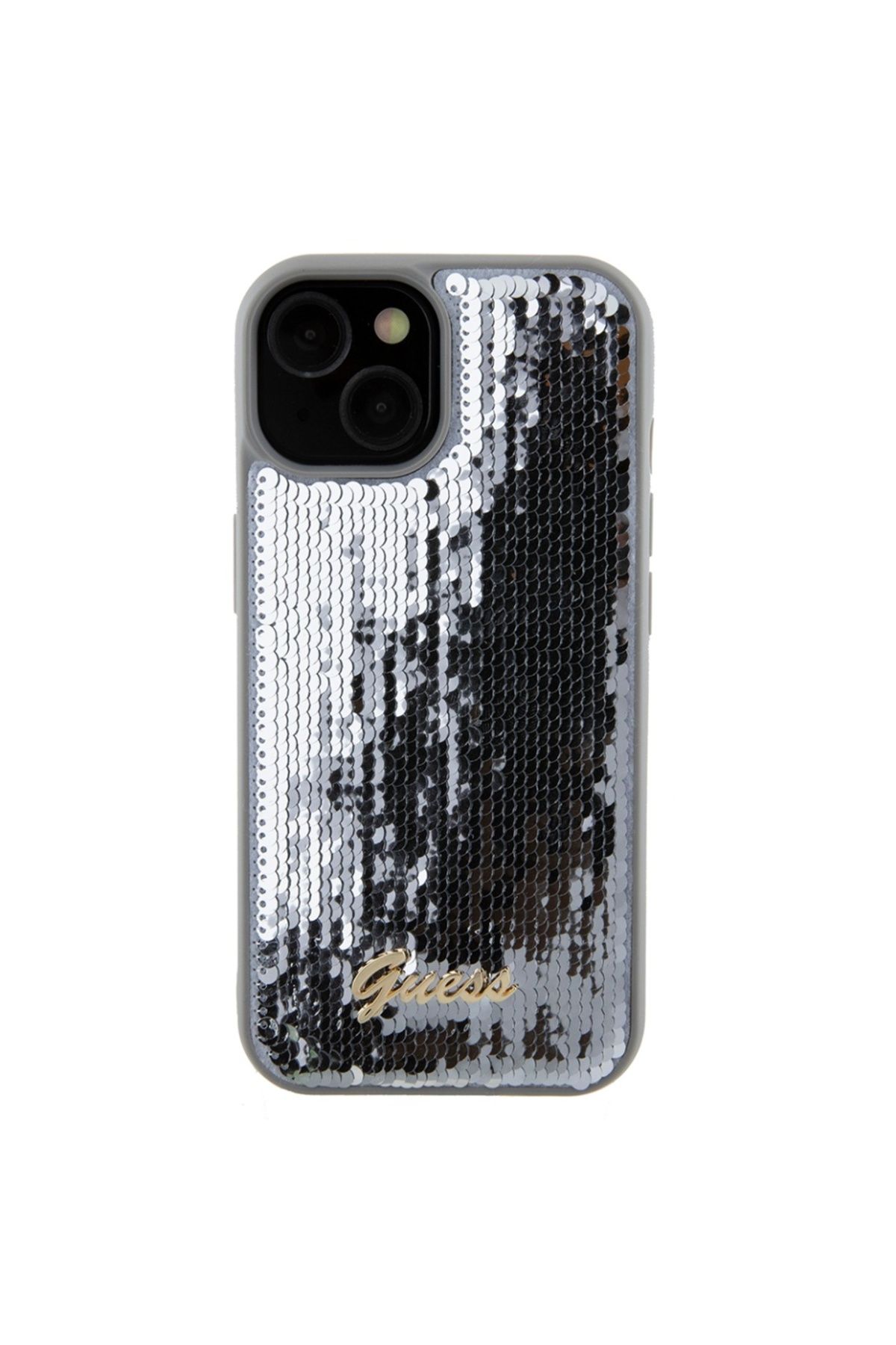 Guess-Case for IPhone 15, Sequin Script Metal, Guess - Silver 2