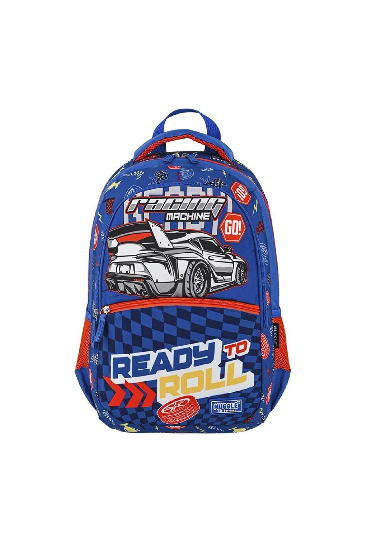 MUGGLE 3 Bölmeli Racing Machine Okul Sırt Çantası Lacivert (MU-9152)