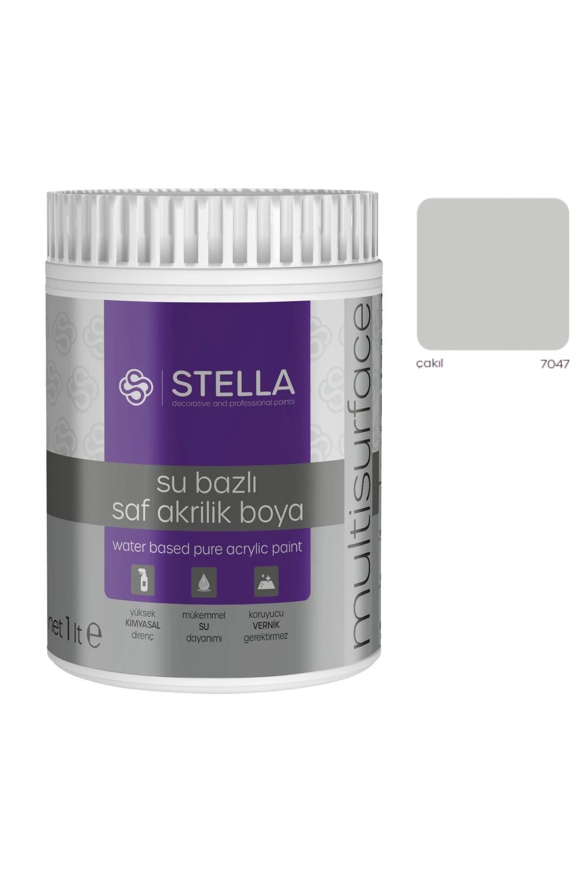 Stella Su Bazlı Saf Akrilik Boya Çakıl Ral-7047