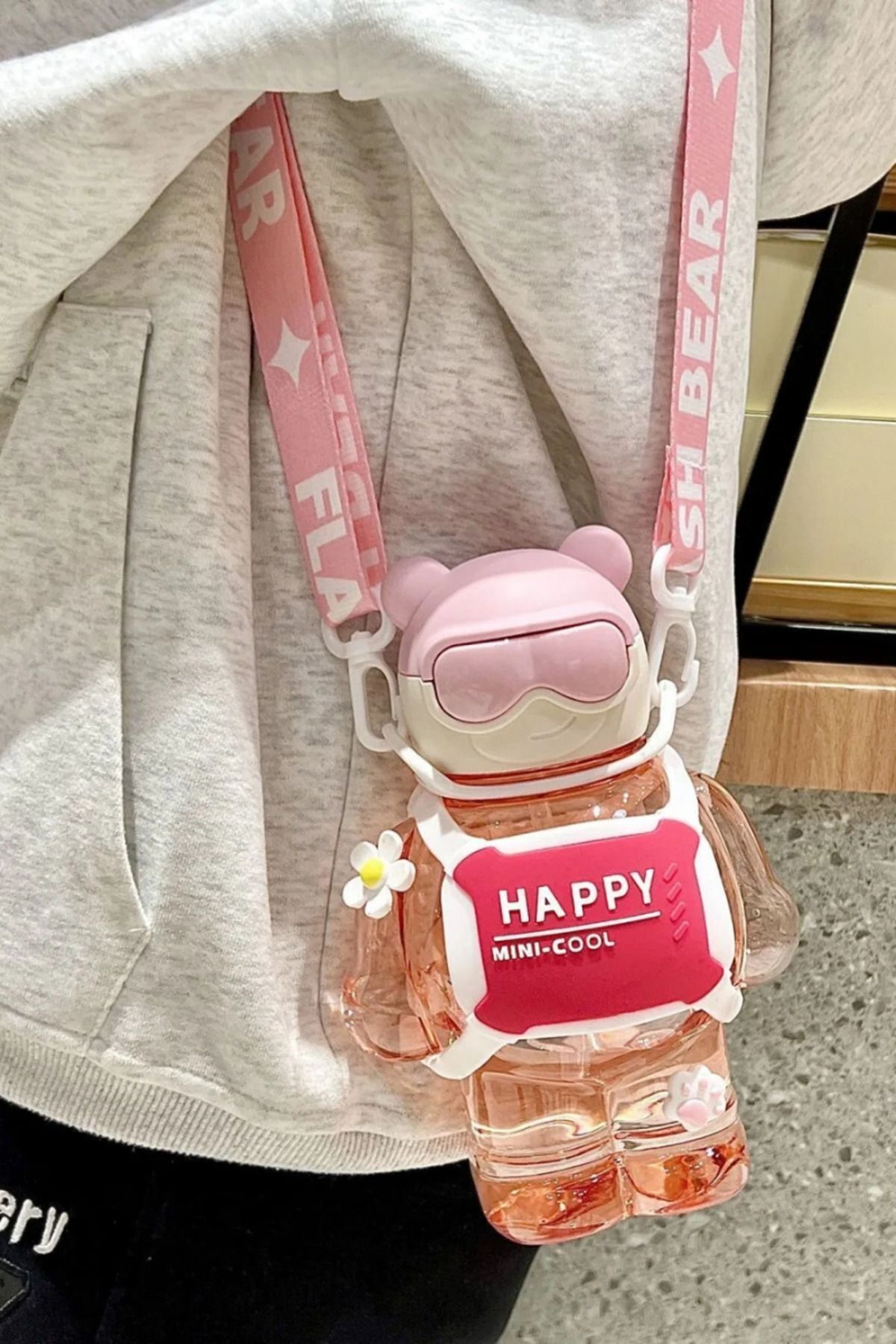 gifted Robottle Pembe Figürlü Suluk Robot Matara Polikarbon Su Matarası 800ml Okul Suluğu