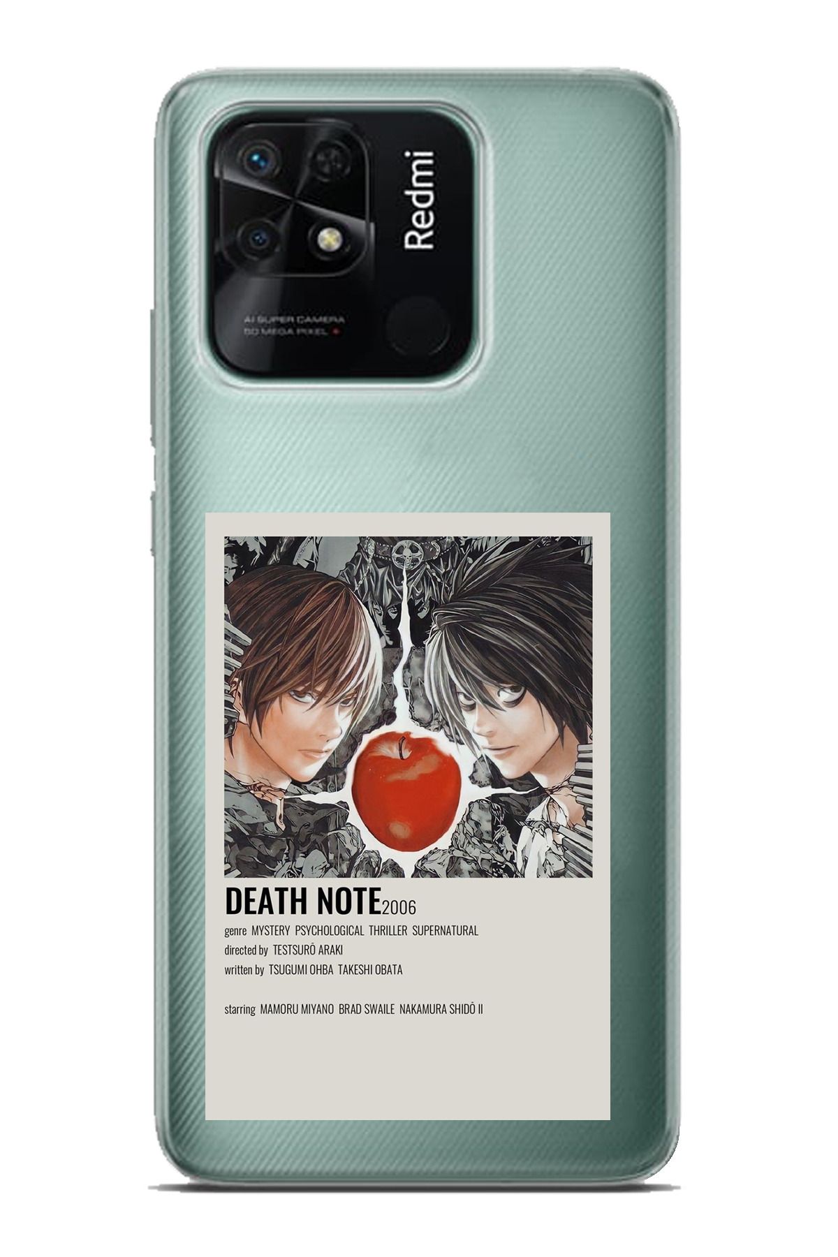 TechTree Redmi 10C - POCO C40 Uyumlu Death Note Poster Tasarımlı Şeffaf Silikon Kılıf