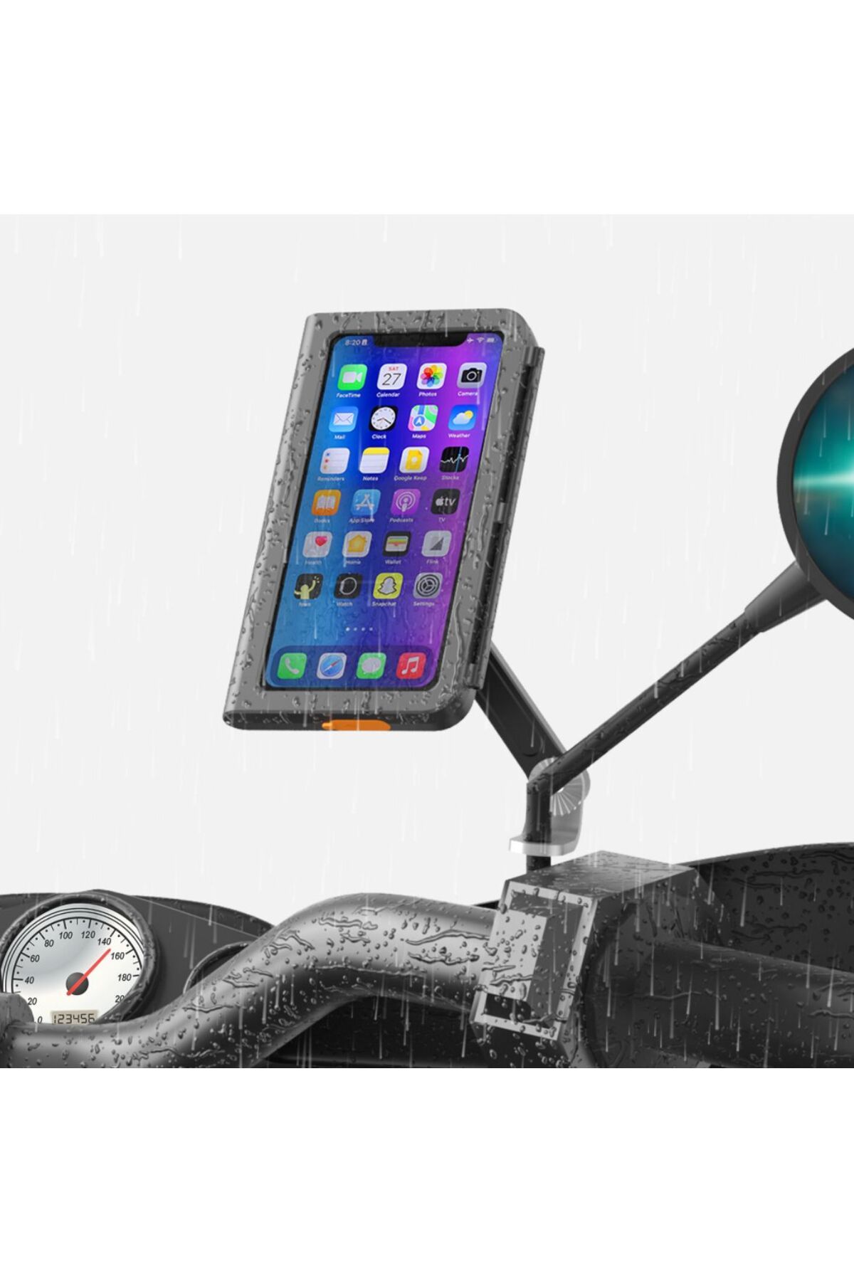 Coverzone Bisiklet Motosiklet ve Scooter Dikiz Ayna Uyumlu Telefon Tutucu Universal Modellere Uyumlu PB08