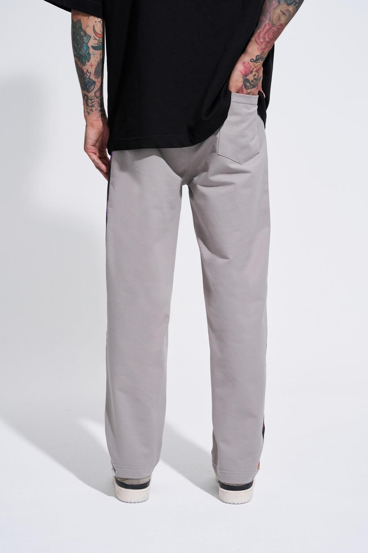 Machinist-Pantaloni de sport oversize, gri deschis, din bumbac organic, imprimați Motıvate Yourself 5