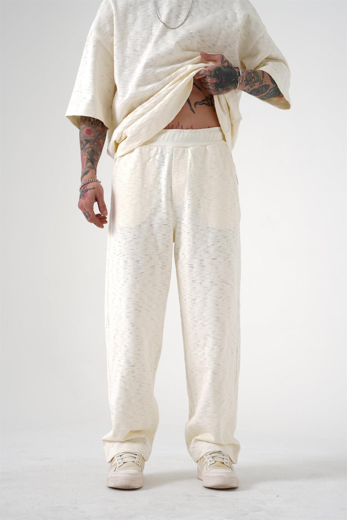 Machinist Erkek Premium Basic Oversize Baggy Beyaz Pantolon