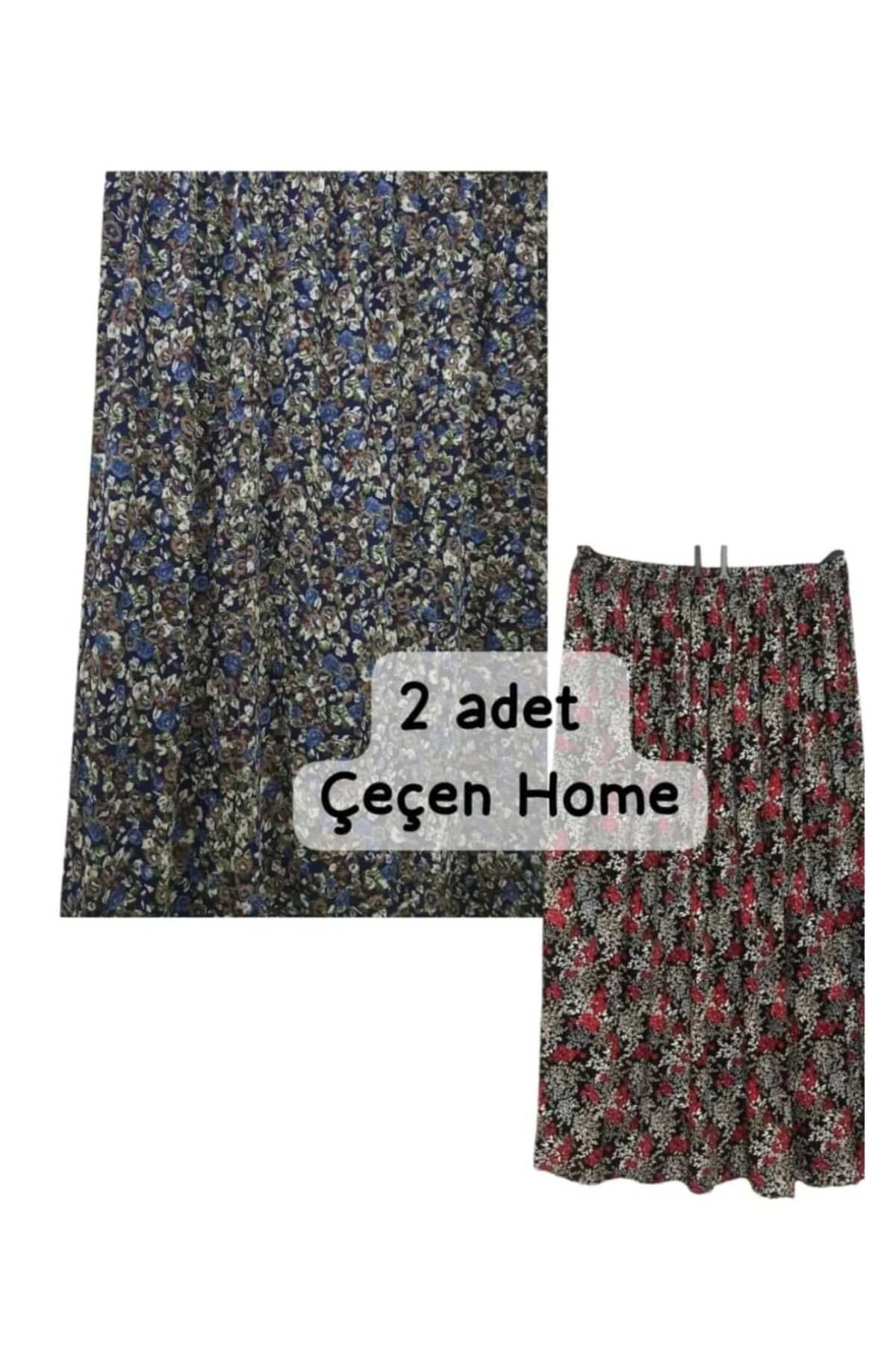 ÇEÇEN HOME Kadın Anne Beli Lastikli Yazlık Desenli 6 Parçalı Basma Etek