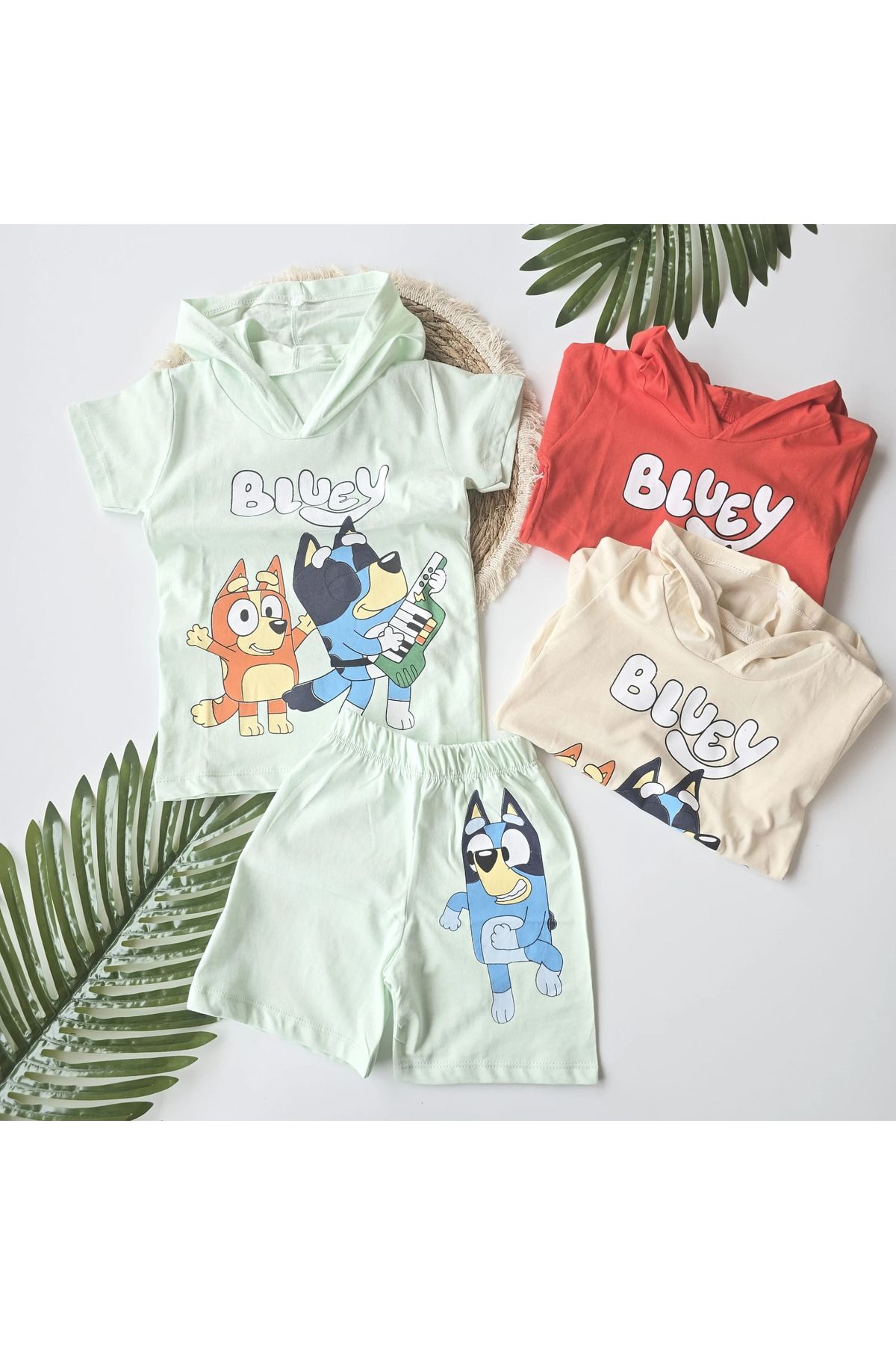 BEBEYOGİ Çocuk Takım Bluey Baskılı Kapşonlu 2-8 Yaş