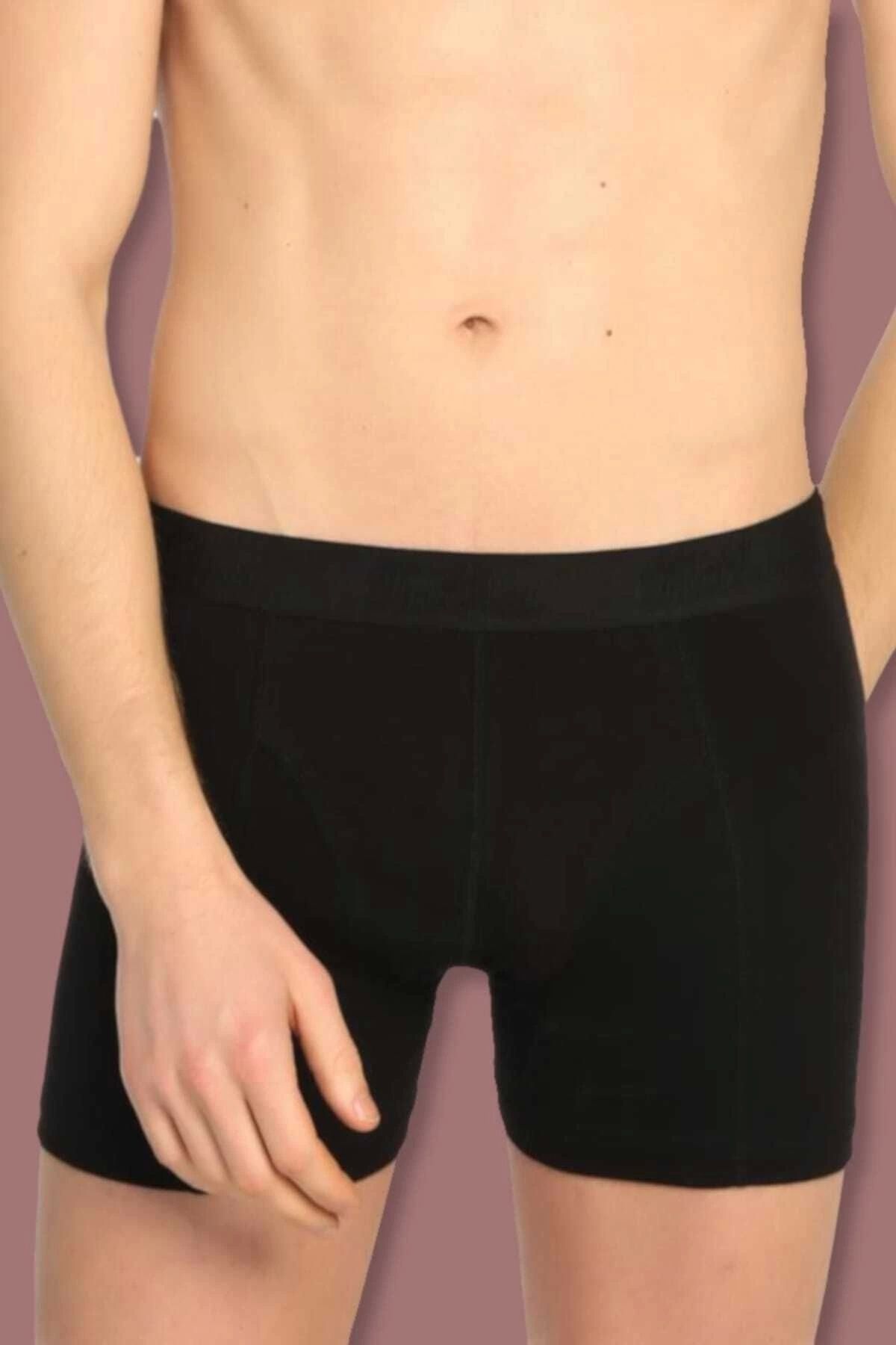 Pardon Erkek Siyah 6'Lı Paket Elastan Streç Boxer