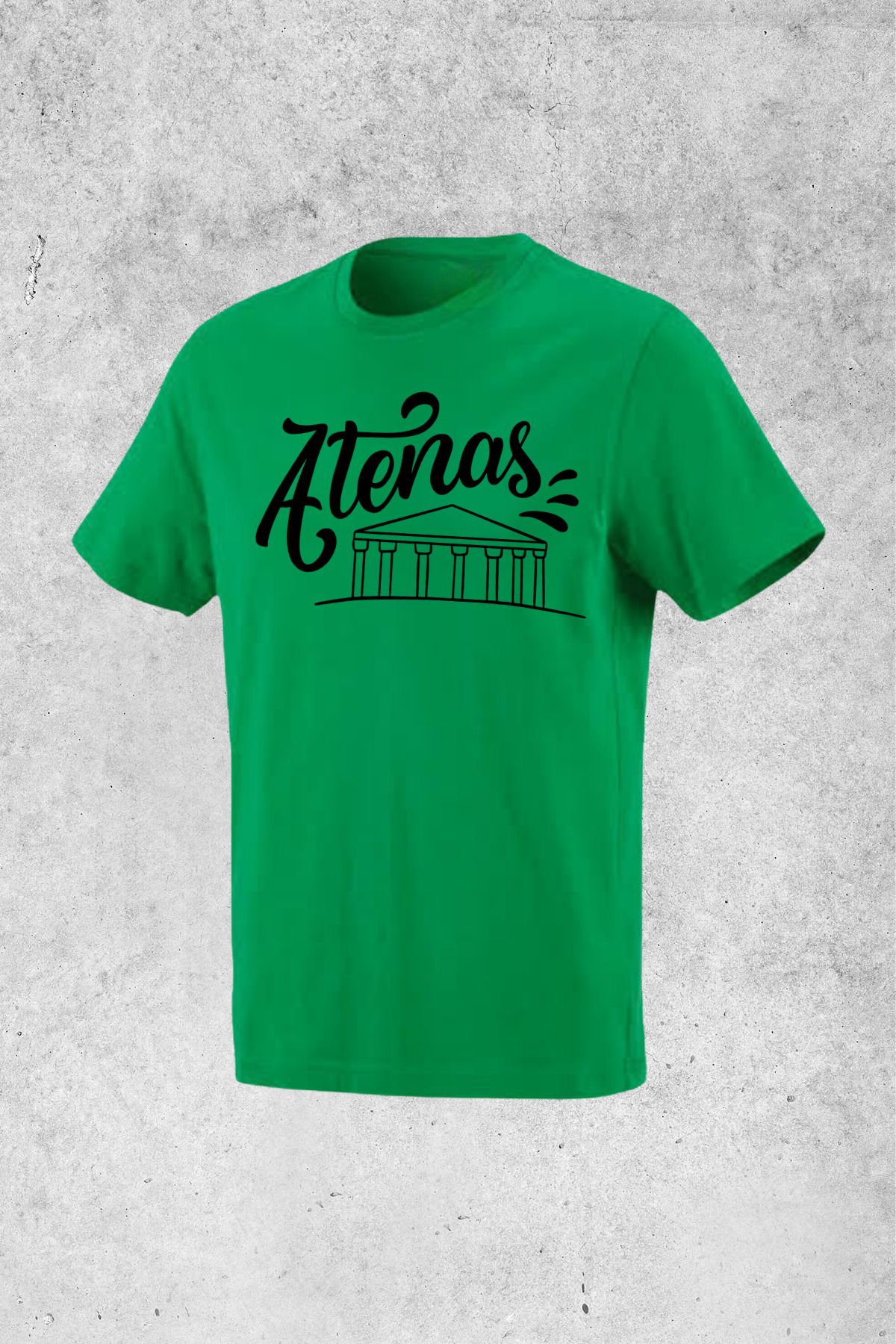 MOLICO Basic unisex sıfır yaka kısa kollu Athenas baskılı tshirt