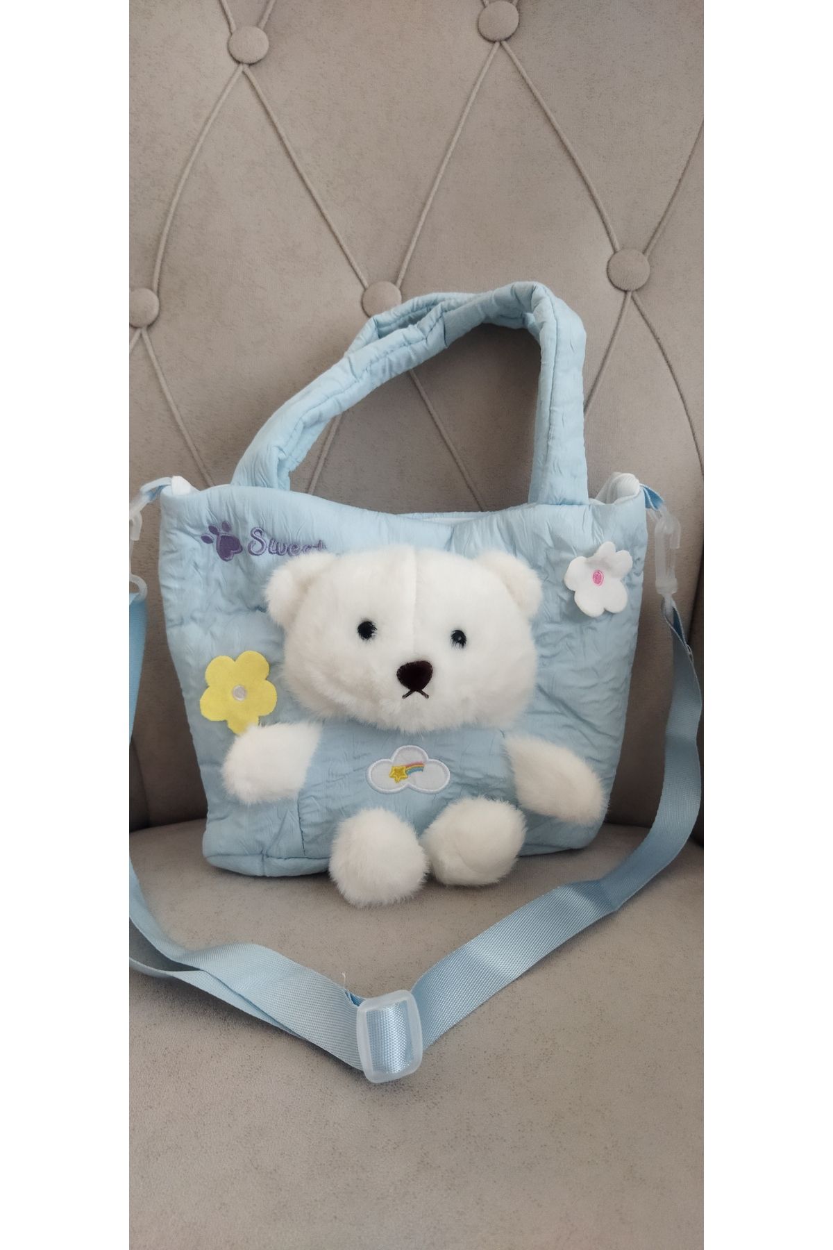 ELAS HOME Ayıcıklı Çok Tatlı Askılı Çanta ölçü 23.19 cm