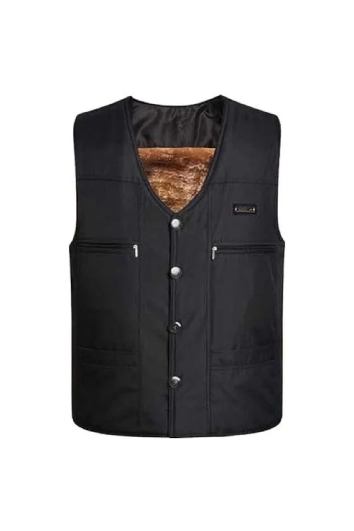 AyShop Erkek Dört Mevsim Peluş Kolsuz Çok Cepli Yelek