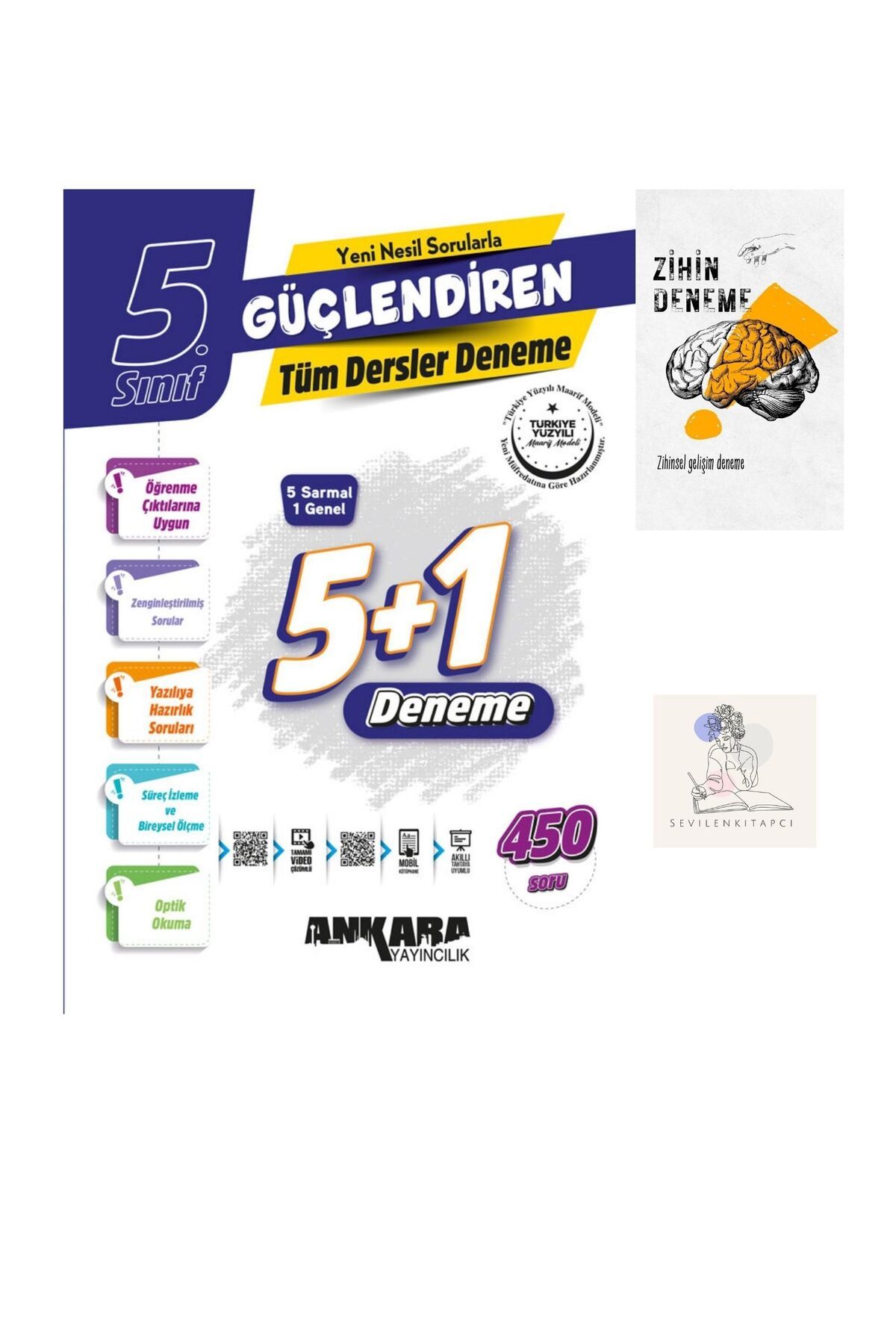 Ankara Yayıncılık ANKARA 5.SINIF GÜÇLENDİREN 5+1 TÜM DERSLER DENEME-ZİHİNDENEME-KAR558