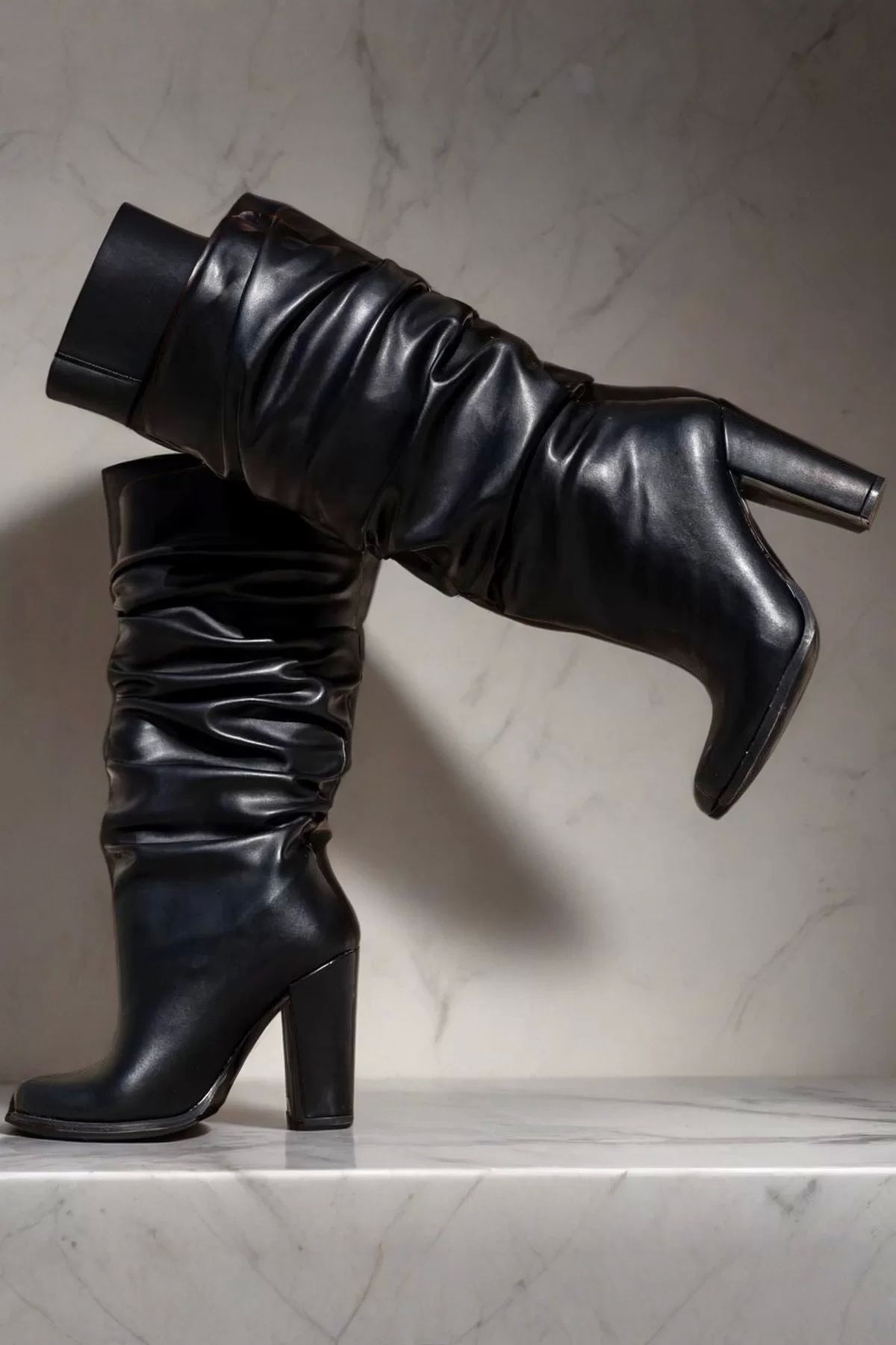 PayBuy Kadın Moda Kalın Topuk Körüklü Kısa Çizme Şık Tasarım