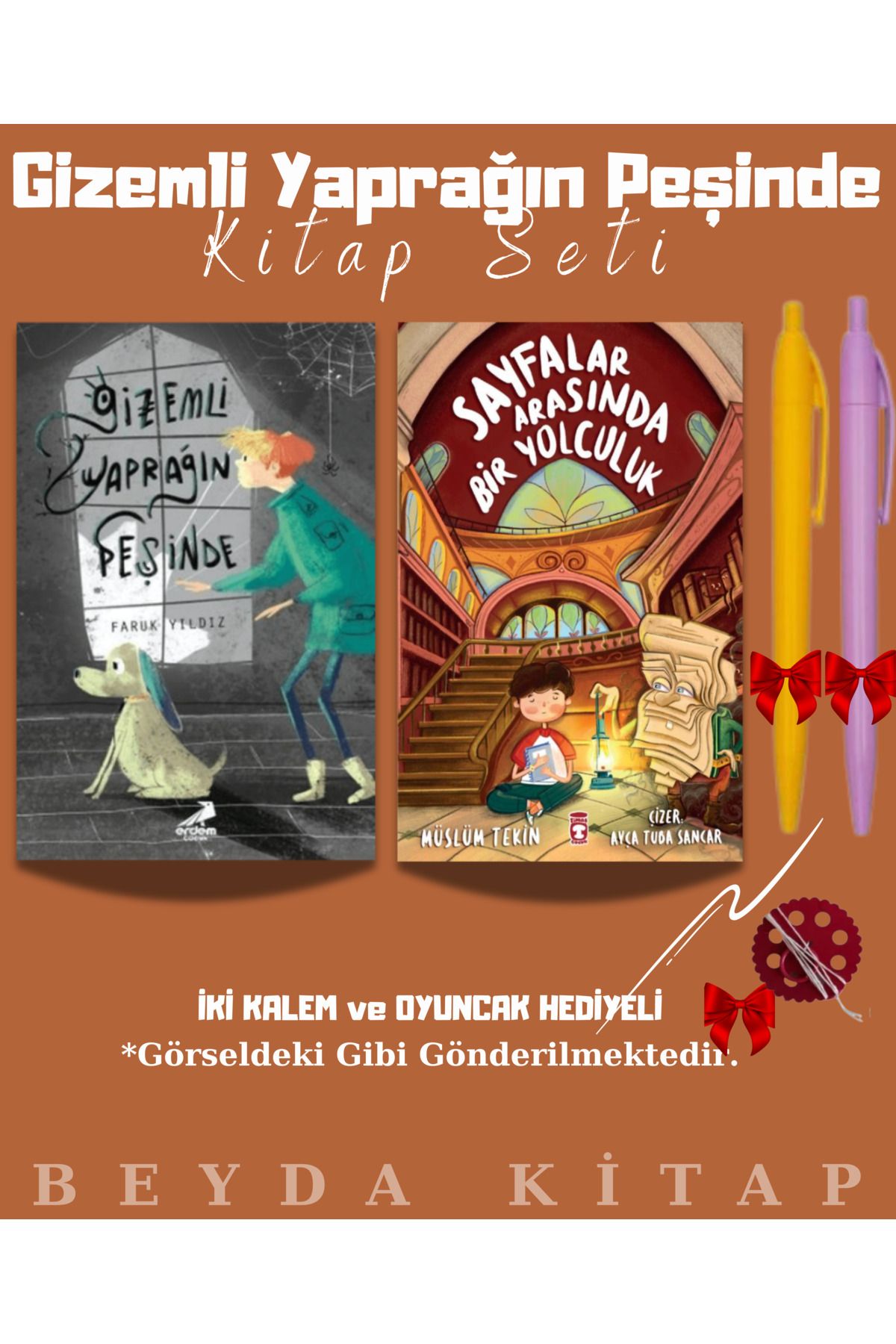 Erdem Yayınları Gizemli Yaprağın Peşinde - Sayfalar Arasında Bir Yolculuk - Kalem ve Oyuncak Hediyeli Kitap Seti