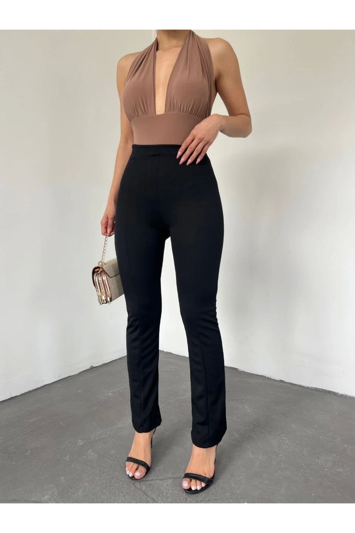 TakıDolabı Yüksek Bel Örme Crep Pantolon