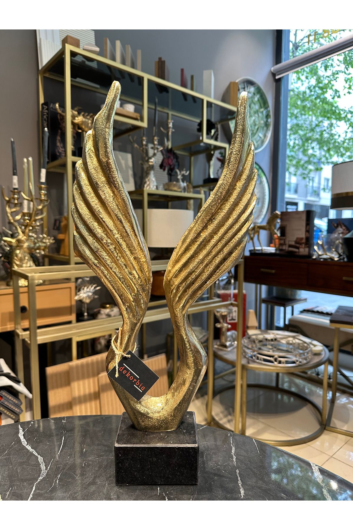 dekorbia Mermer Kaideli Döküm Gold Kanat Obje-2 (22x50h cm)