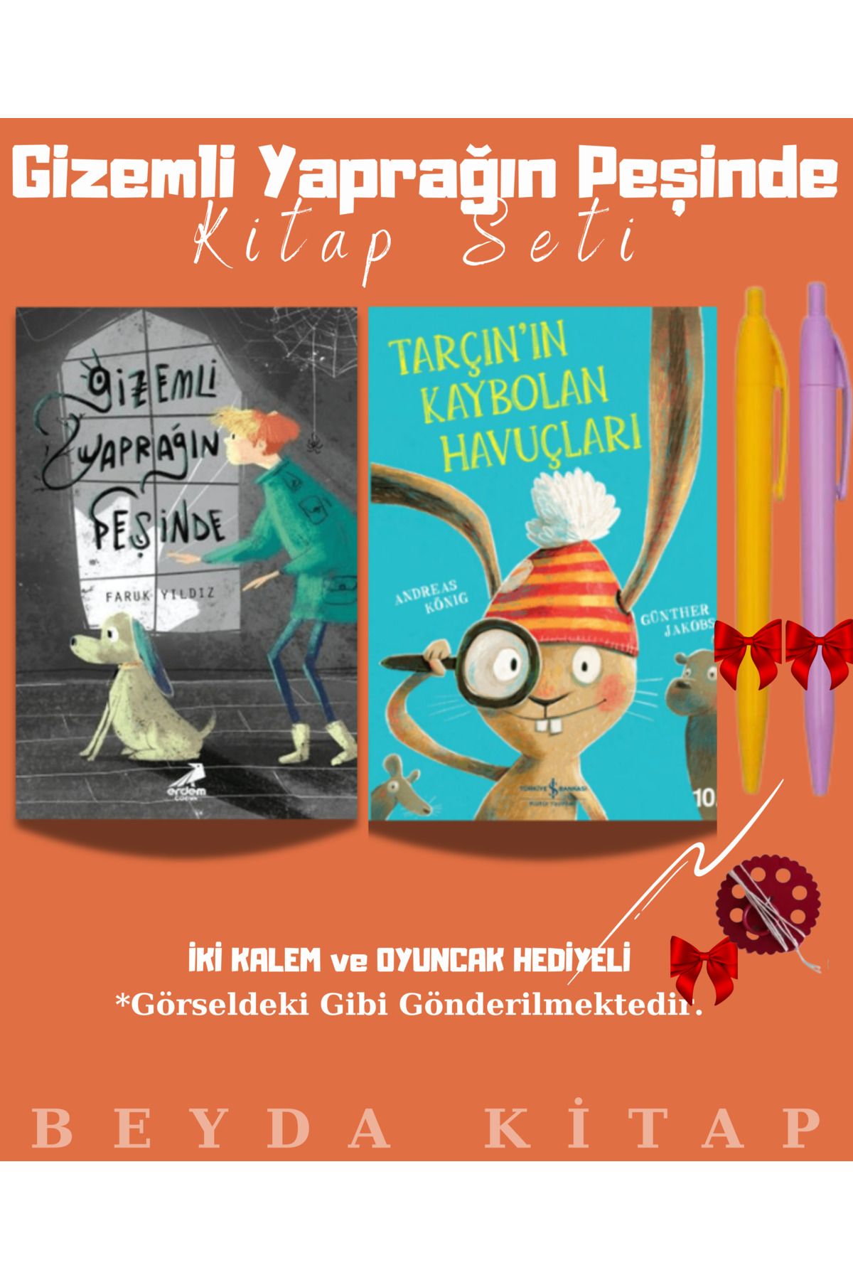 Erdem Yayınları Gizemli Yaprağın Peşinde - Tarçının Kaybolan Havuçları - Kalem ve Oyuncak Hediyeli Kitap Seti