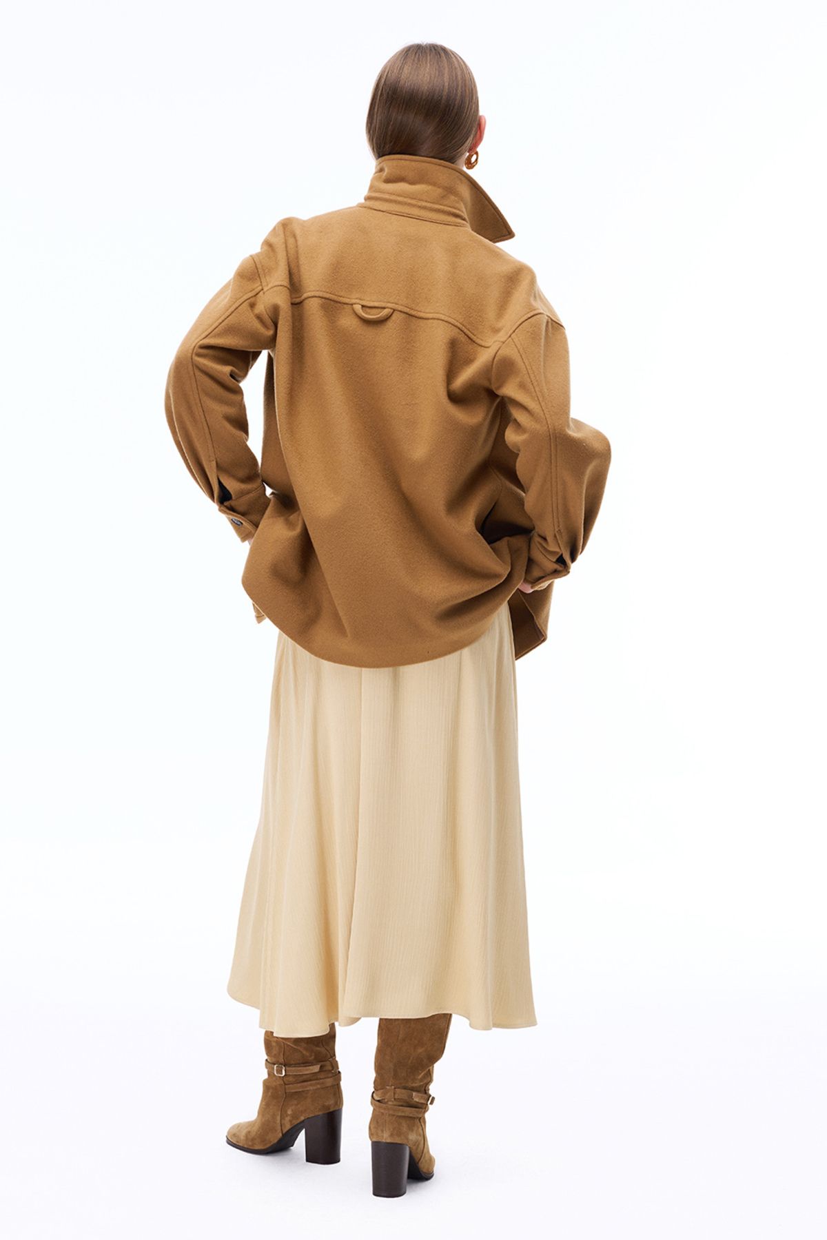 Perspective-Mudita Regular Fit Ankle Length Light Camel Color Skirt 5