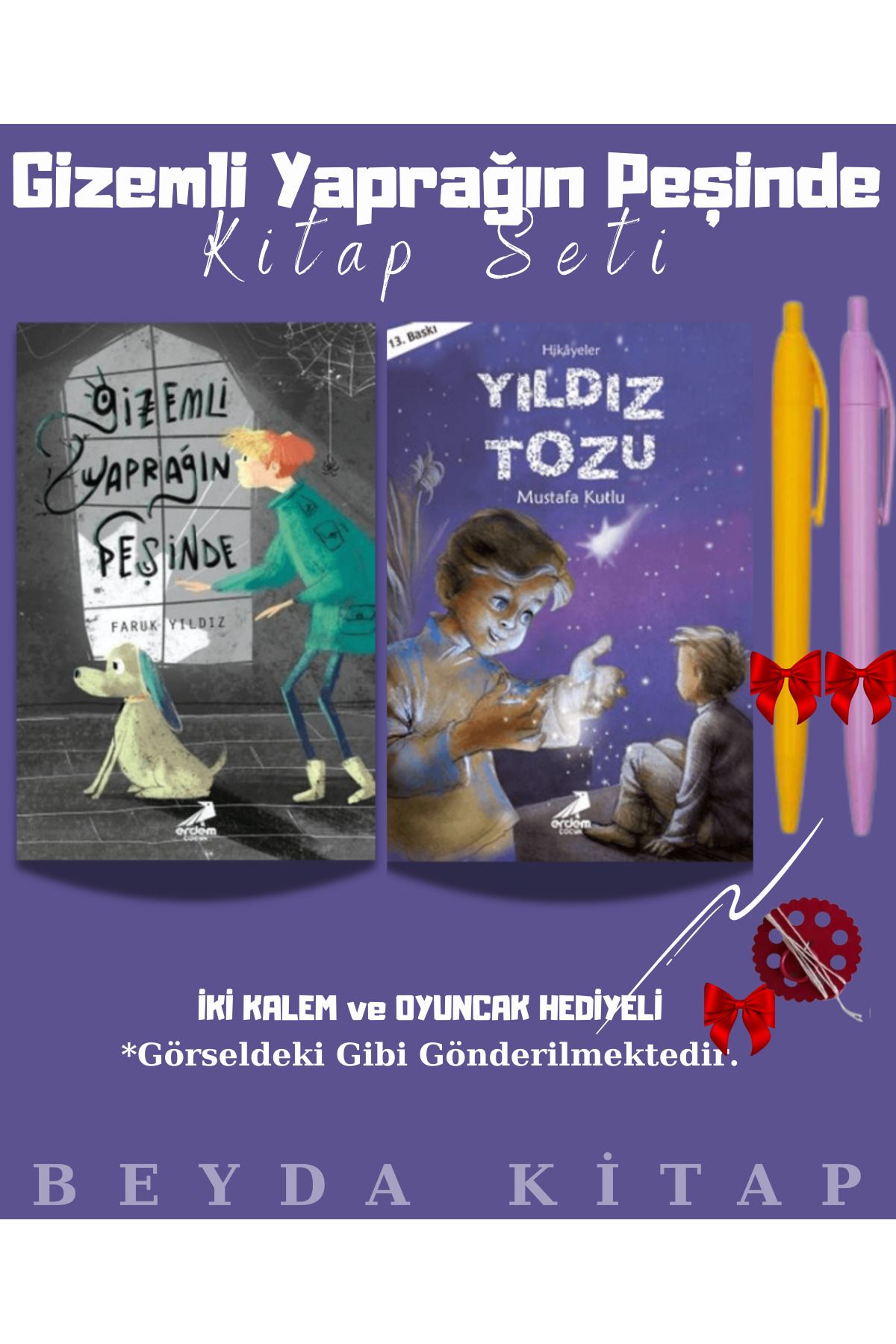Erdem Yayınları Gizemli Yaprağın Peşinde - Yıldız Tozu - Kalem ve Oyuncak Hediyeli Kitap Seti