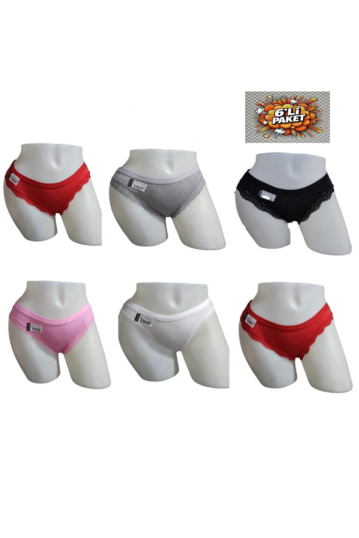 HOBY İÇ GİYİM Kadın Bikini Kenarları Dantelli 6 Adet