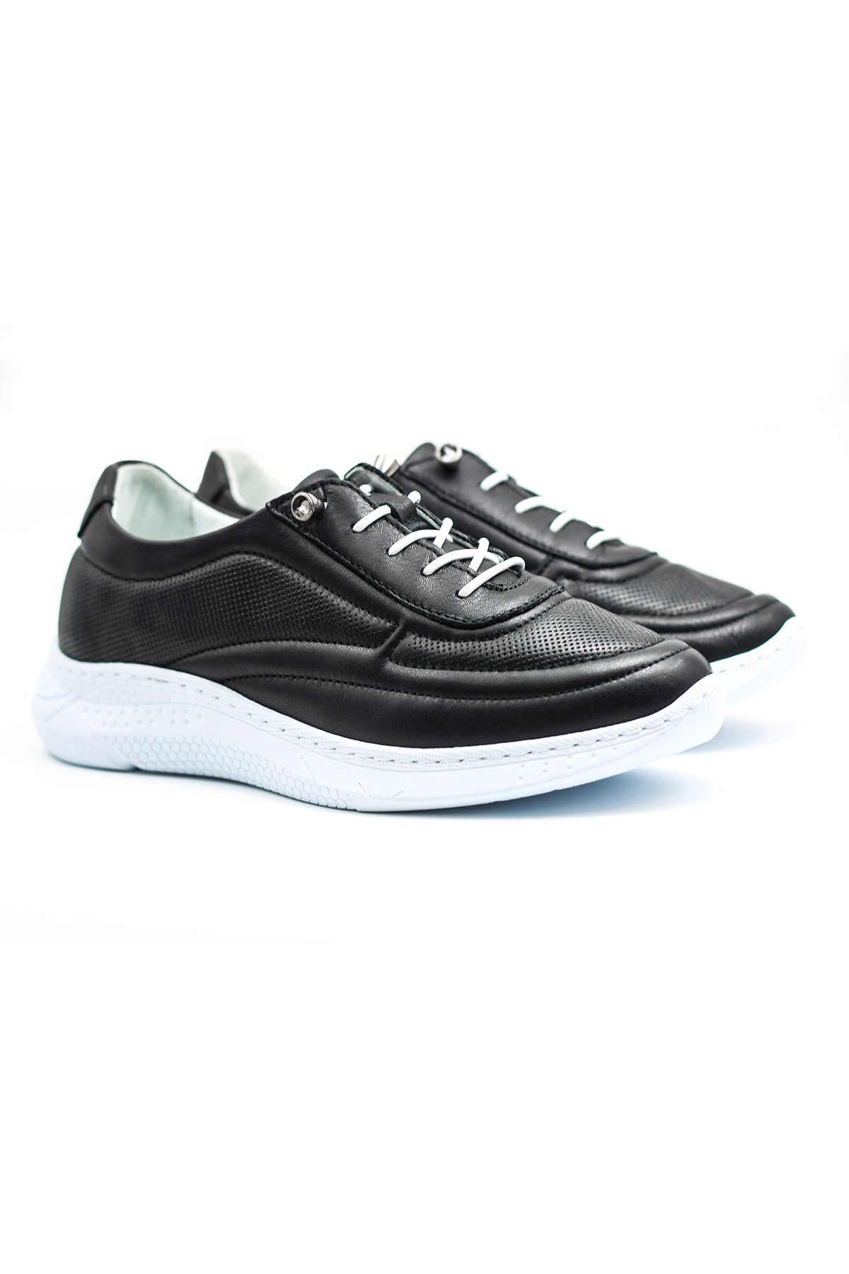 Levarno Viva Hakiki Deri Kadın Siyah Casual Sneaker Ayakkabı